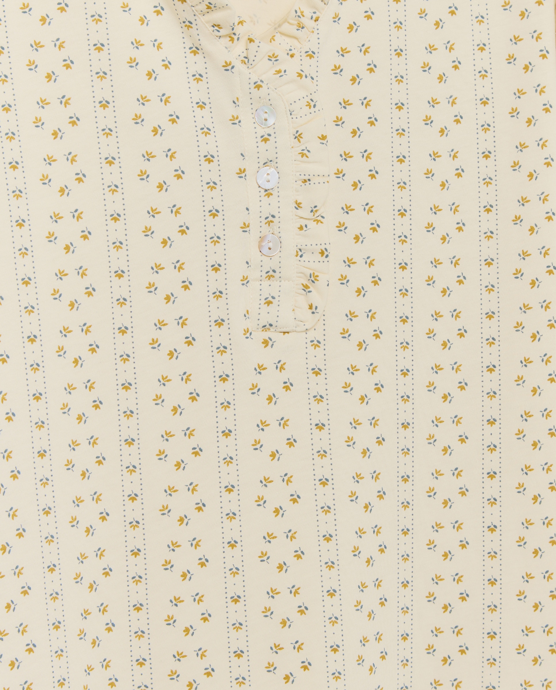 Camisón mujer algodón volante estampado Blanco roto-4
