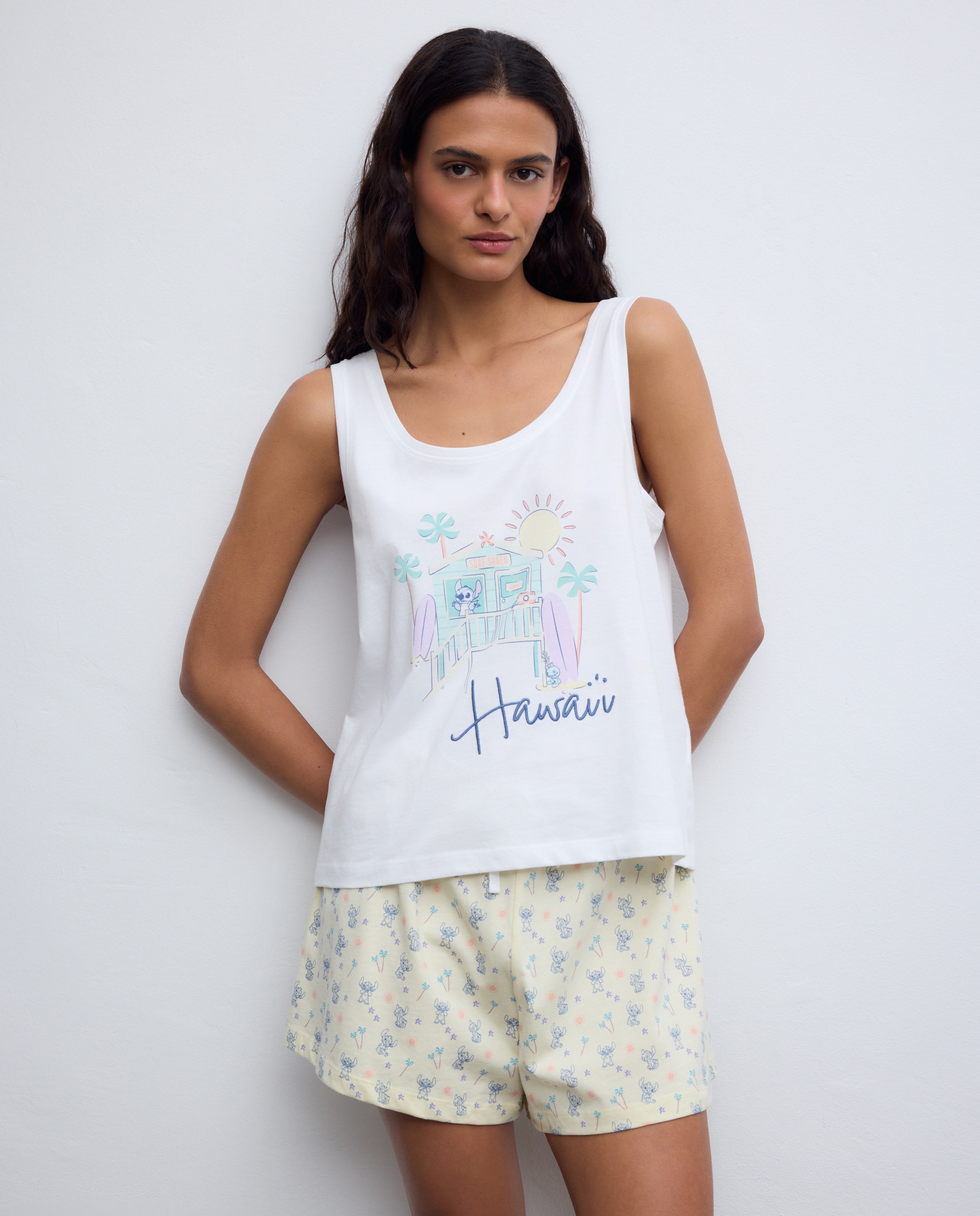 Pijama Stitch Hawai Branco-marfim-1