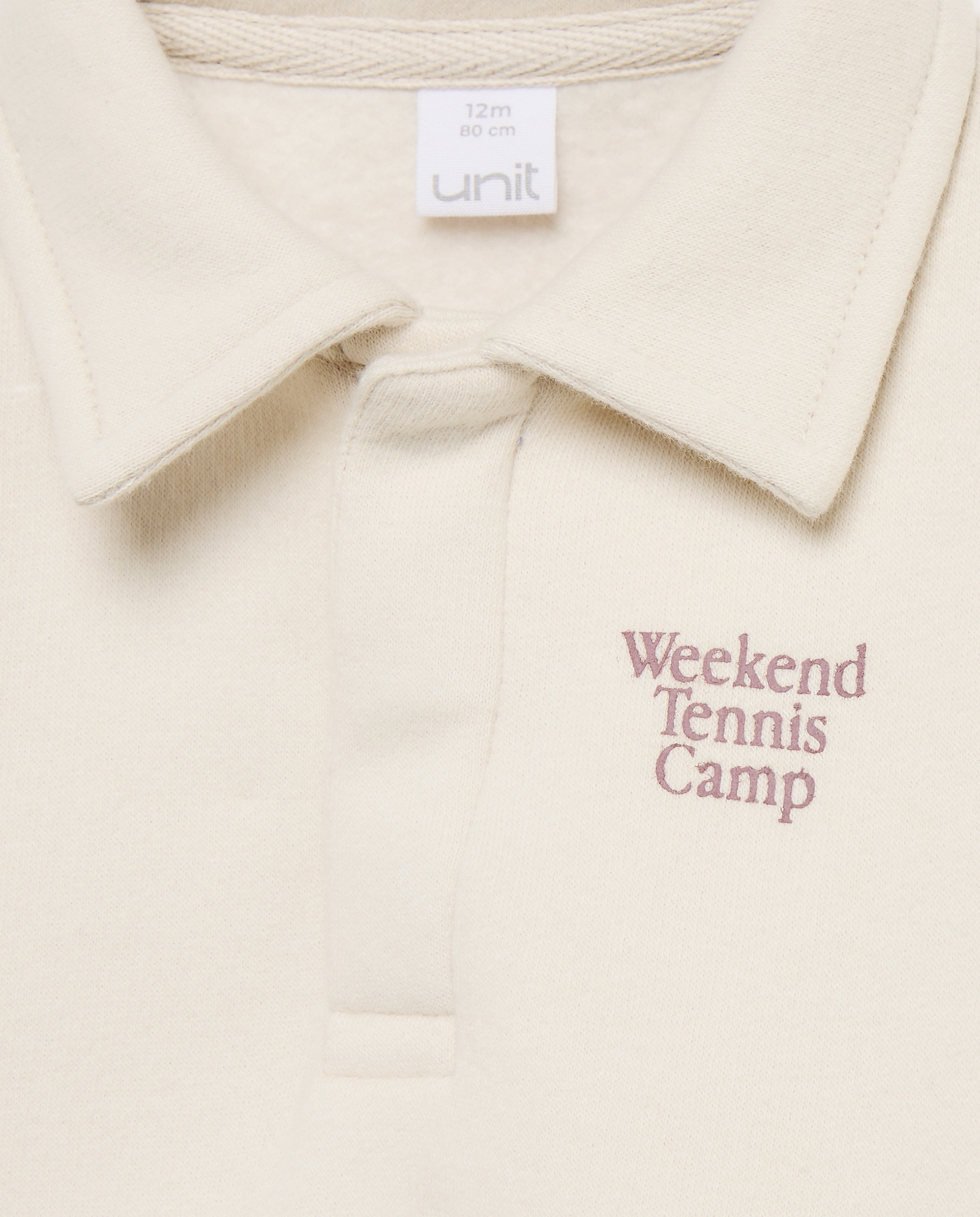 Sudadera de bebé cuello polo con media cremallera Blanco roto-3