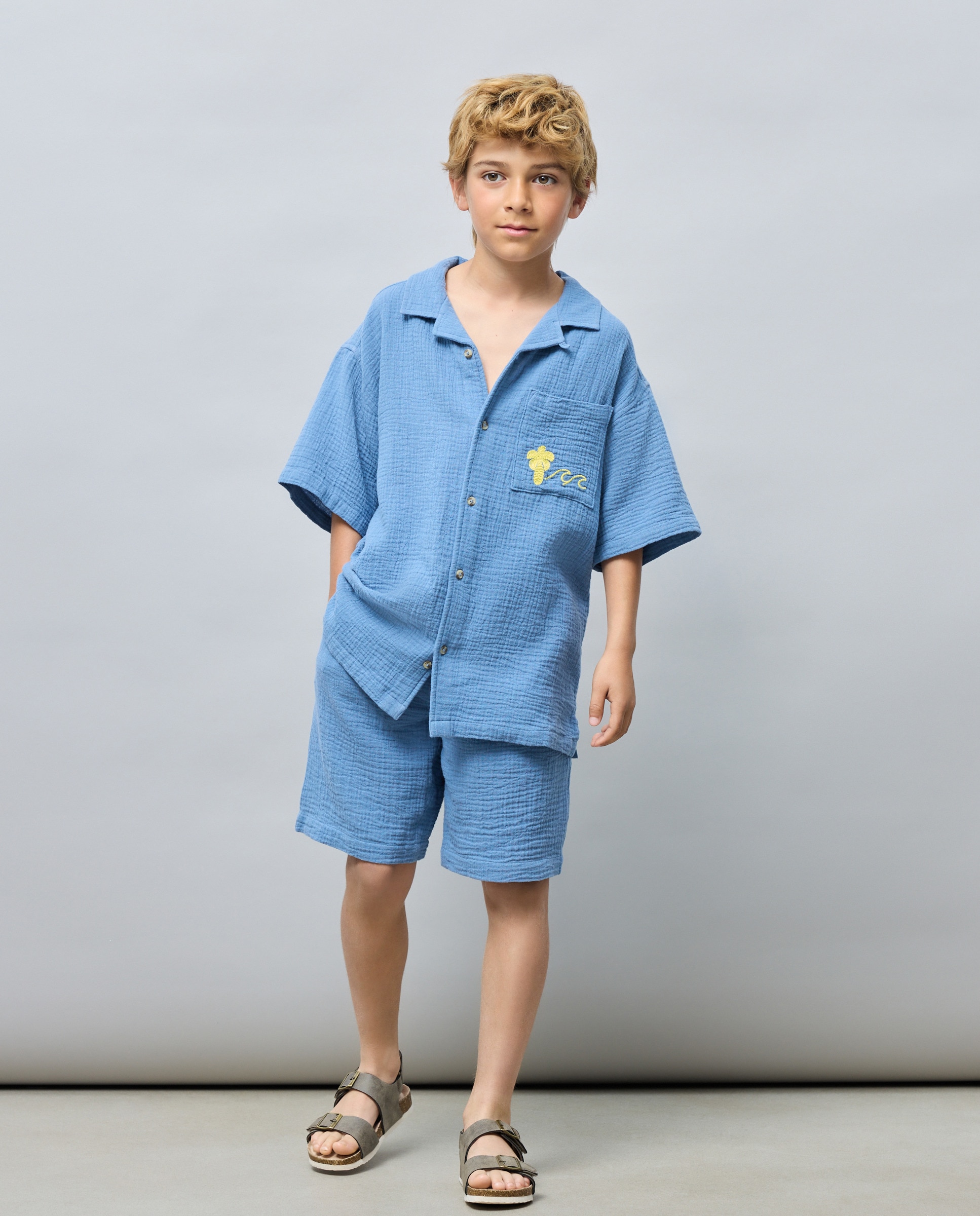 Bermudas Lisas de Chiffon Duplo Kids El Corte Inglés 400 Azul-1