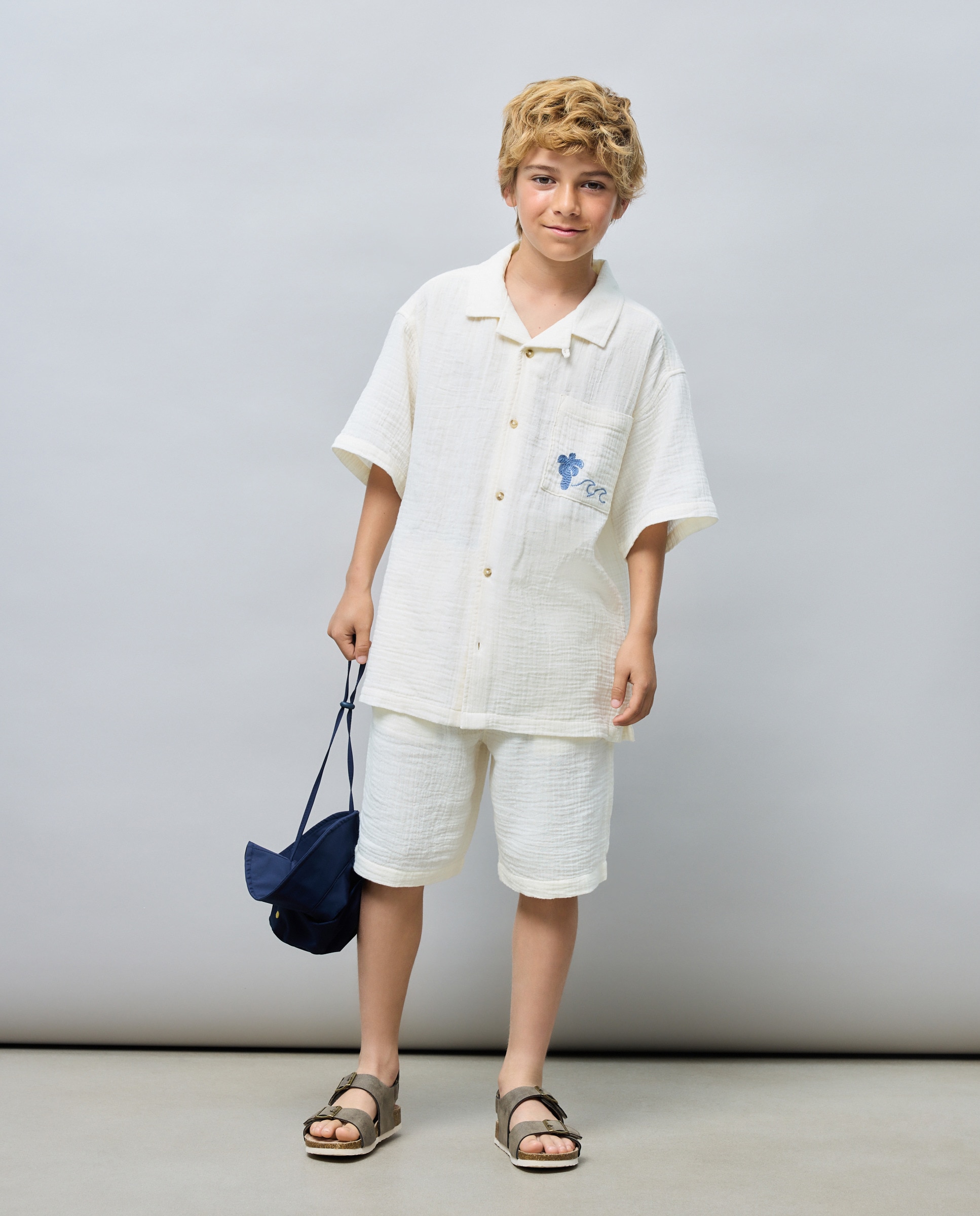 Camisa manga corta cuello mao doble gasa de niño - Kids El Corte Inglés - 120 Crudo 120 Crudo-2