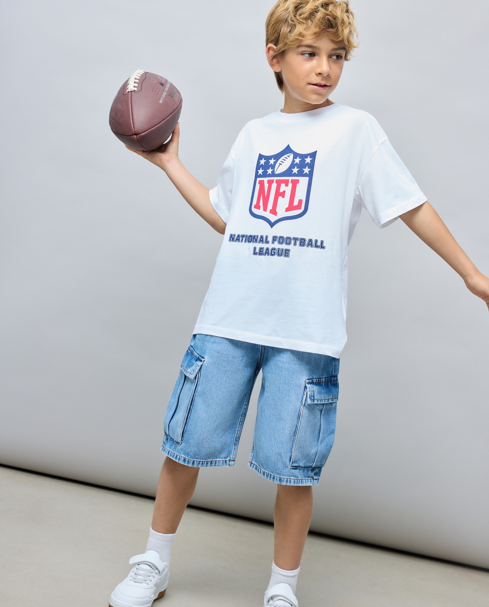 Imagen 0 de Camiseta manga corta licencia NFL logos de niño Blanco