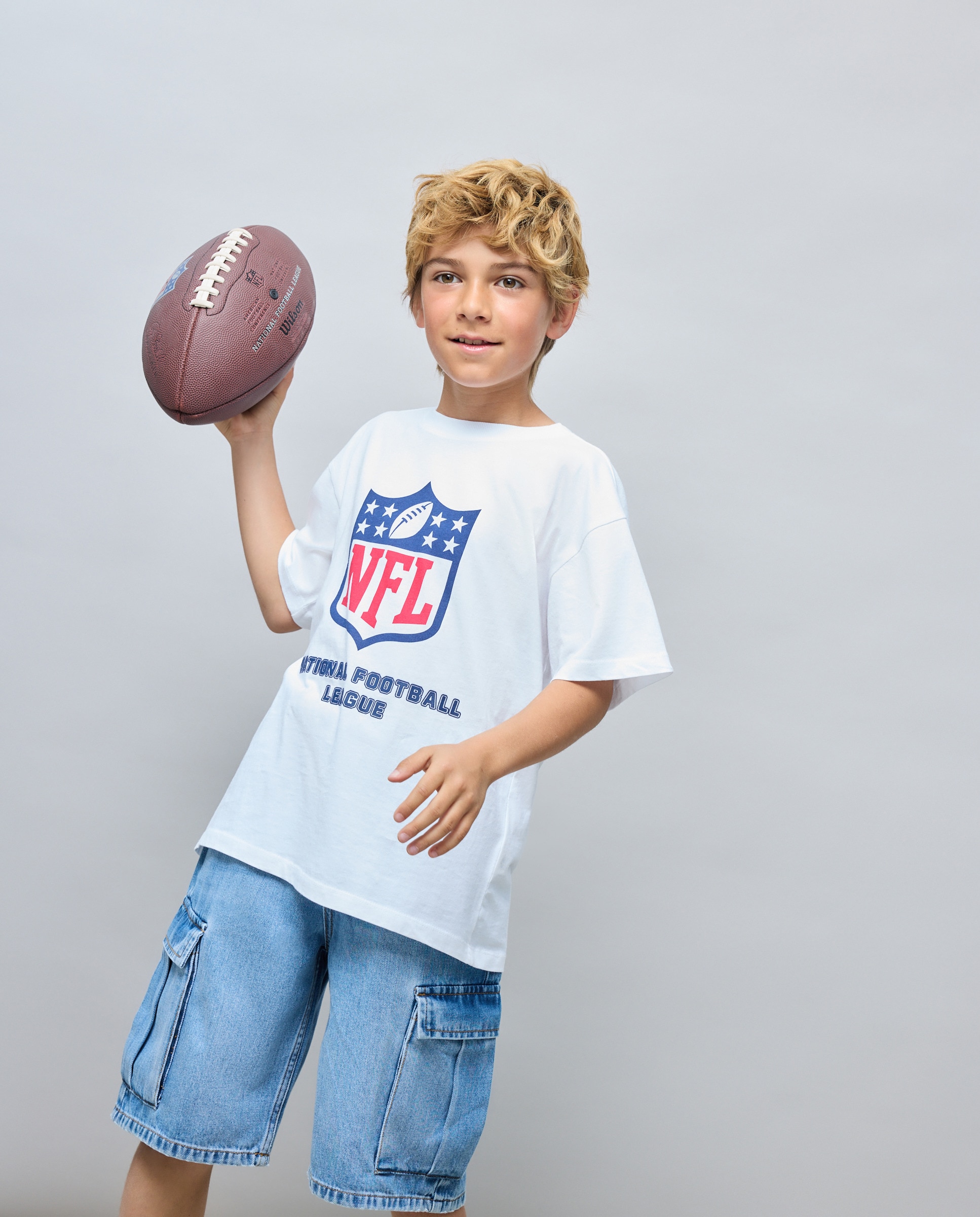 Imagen 0 de Camiseta manga corta licencia NFL logos de niño Blanco