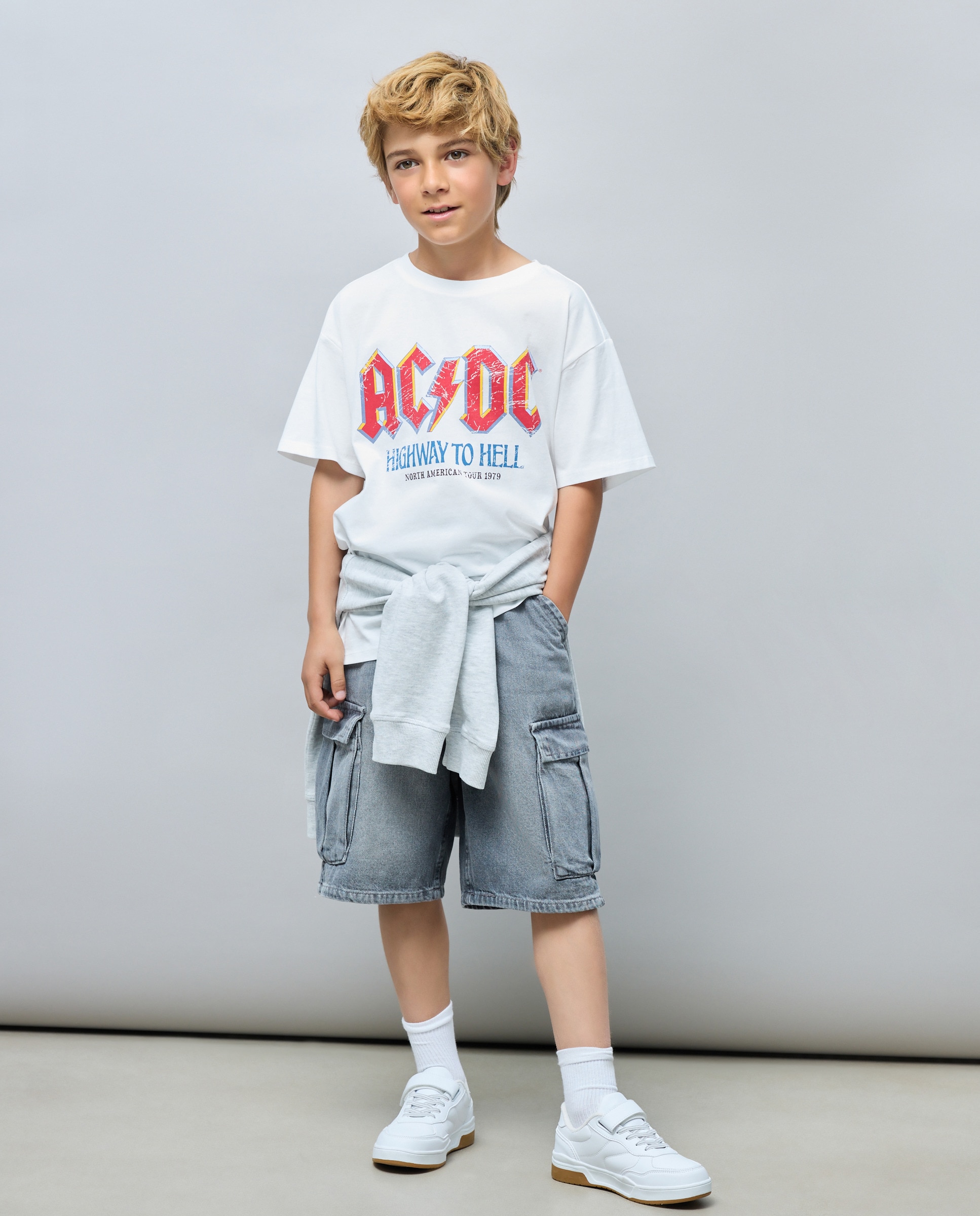 T-shirt de Manga Curta com Estampado ACDC Kids El Corte Inglés Branco-2