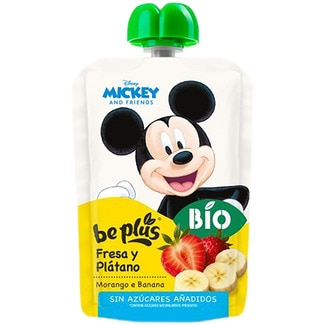 Bio fresa y plátano sin gluten 100% fruta sin gluten desde 4 meses bolsita 100 g sin azúcares añadidos - Be Plus