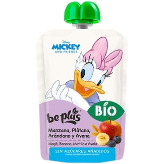 Bio manzana, plátano, arándano y avena 100% fruta desde 6 meses bolsita 100 g sin azúcares añadidos - Be Plus