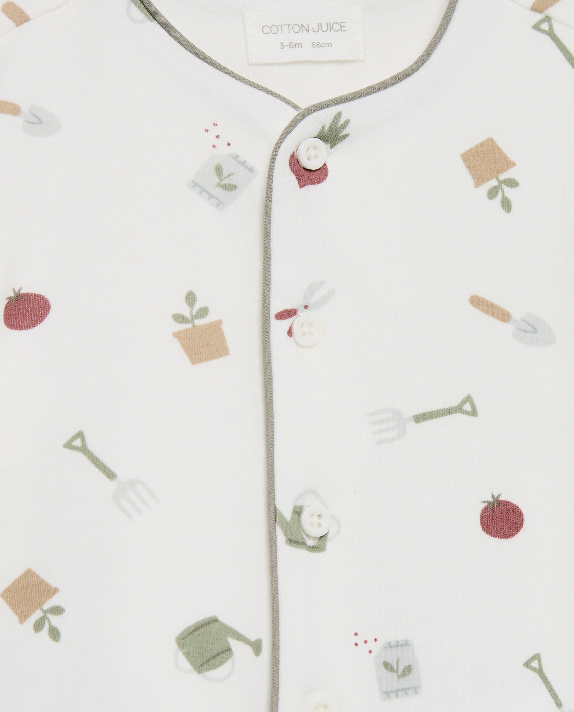 Pijama de Malha de Bebé com Estampado Cotton Juice Branco-4