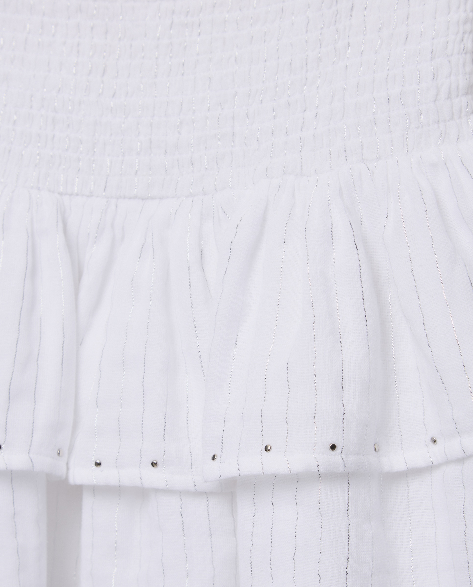 Saia com Folhos e Tacha em Chiffon Duplo com Fio Metalizado Kids El Corte Inglés Branco-marfim-5