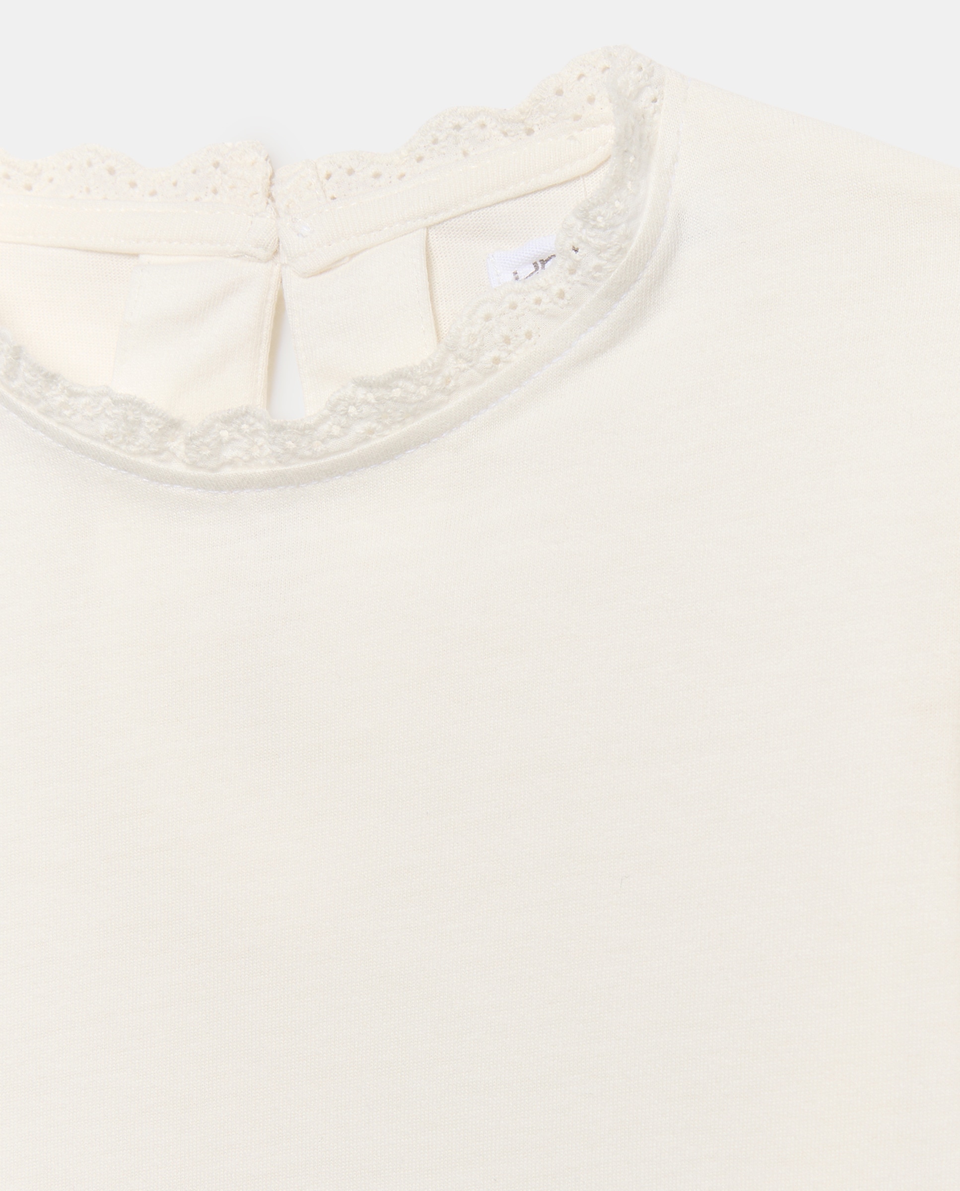 Camiseta niña cuello puntilla Blanco-3