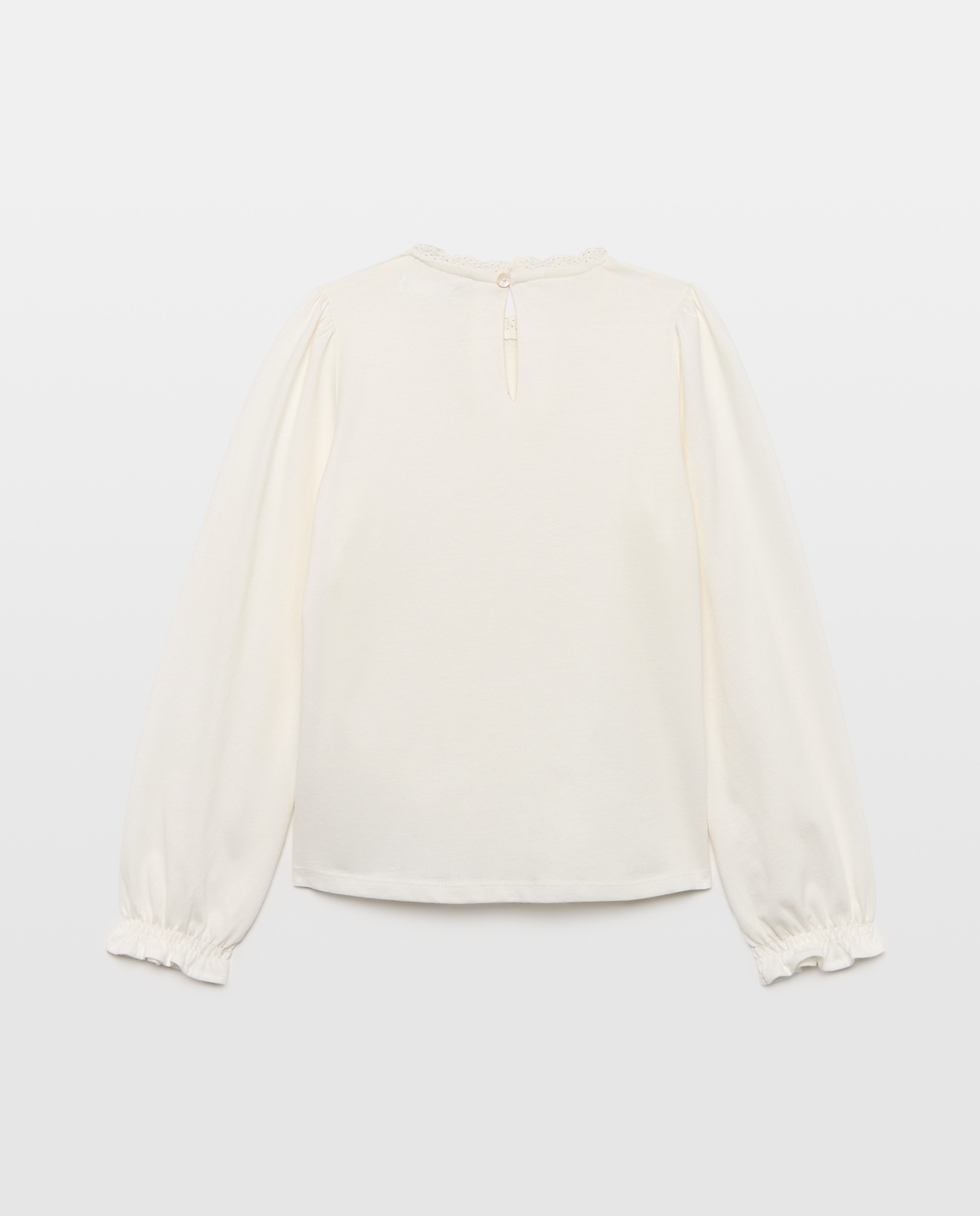 Camiseta niña cuello puntilla Blanco-2
