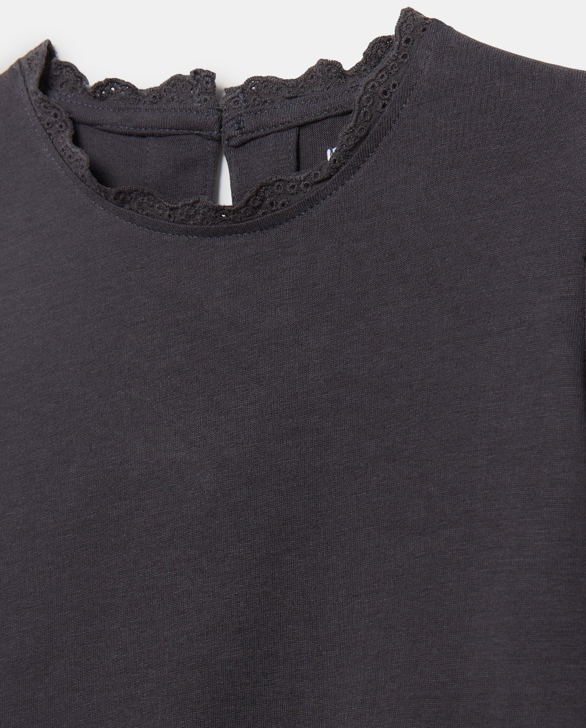 Camiseta niña cuello puntilla 830 Antracita-3