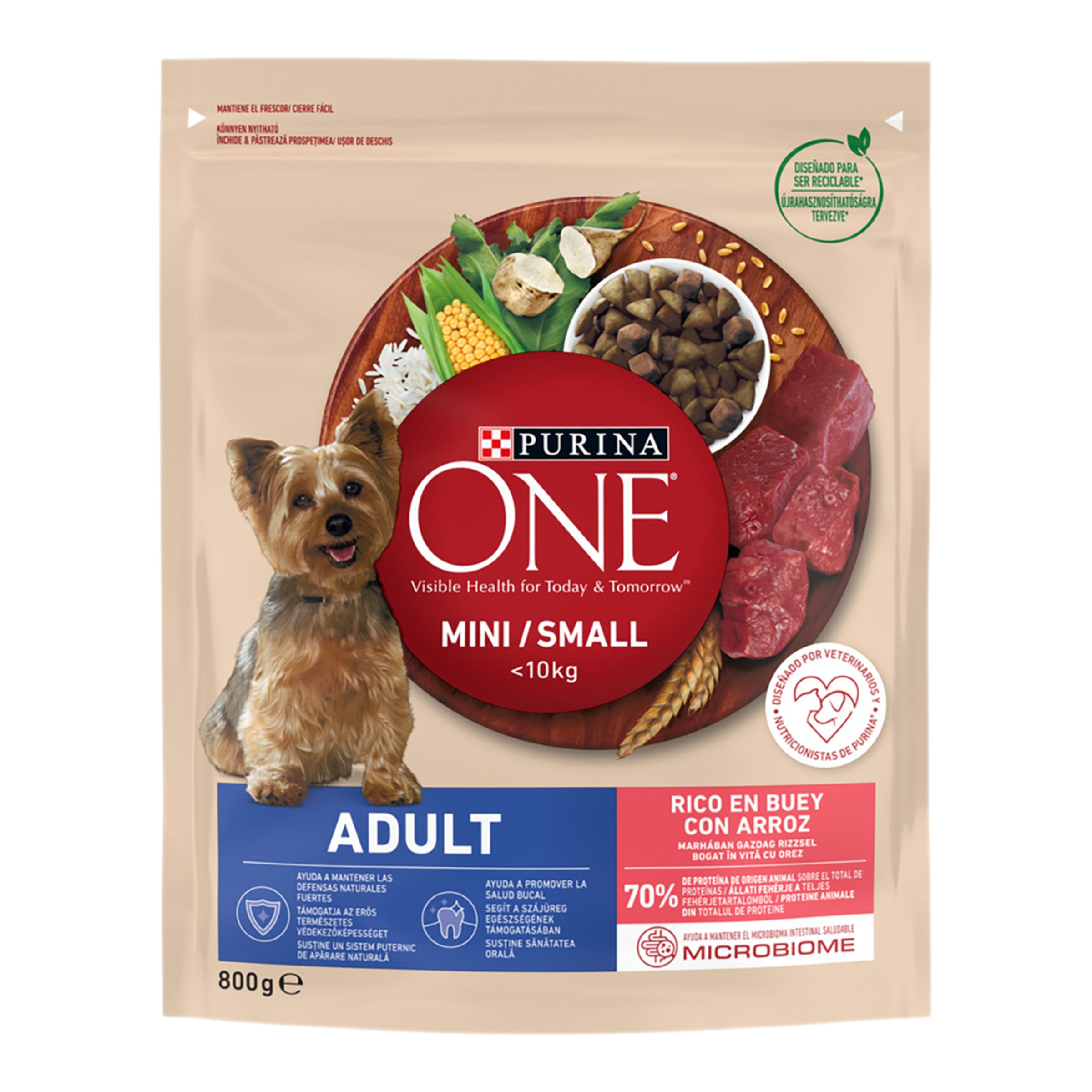 Imagen 0 de Pienso para perros adultos minis Purina One buey y arroz