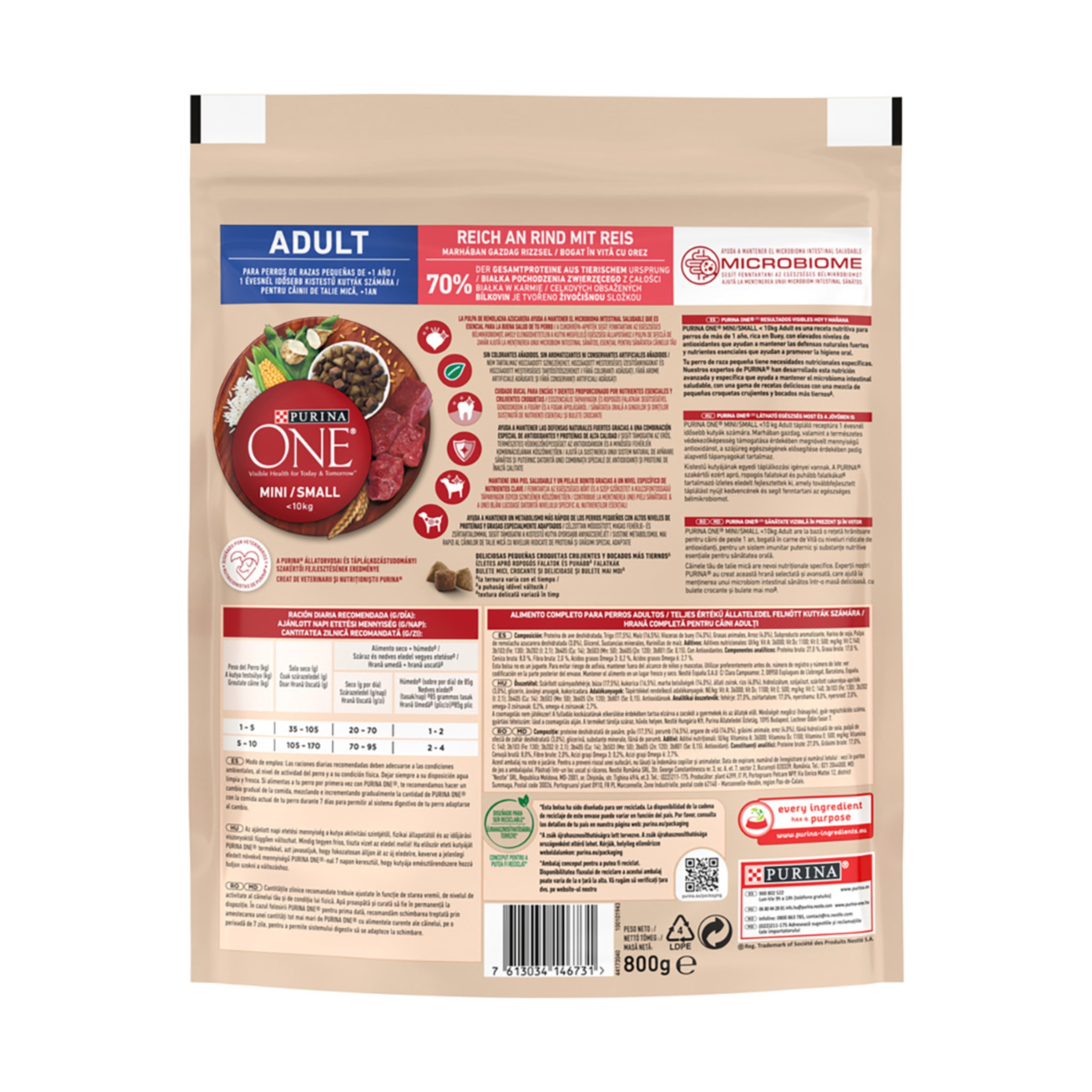 Pienso para perros adultos minis Purina One buey y arroz 2
