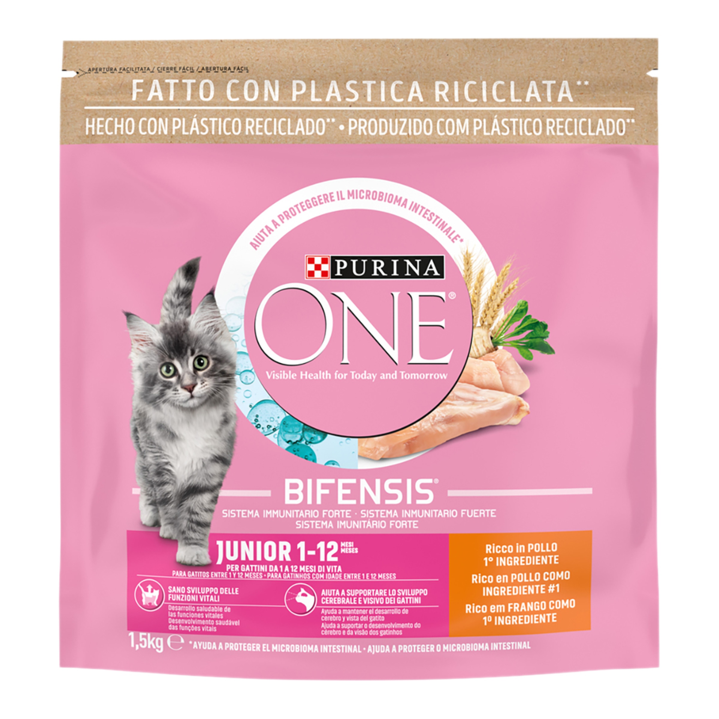 Imagen 0 de Pienso para gatos junior Purina One Bifensis pollo y cereales integrales