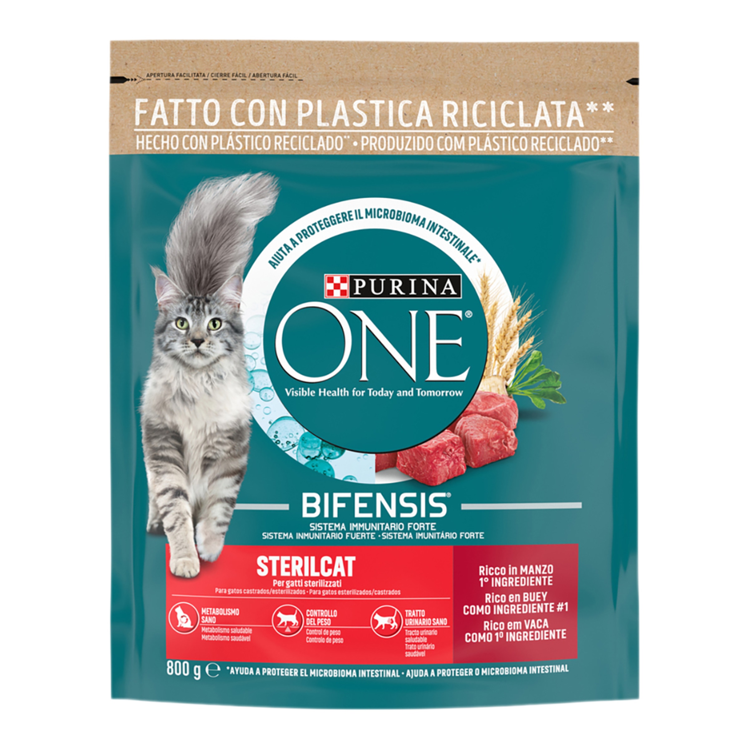 Imagen 0 de Pienso para gatos adultos esterilizados Purina One Bifensis buey y trigo