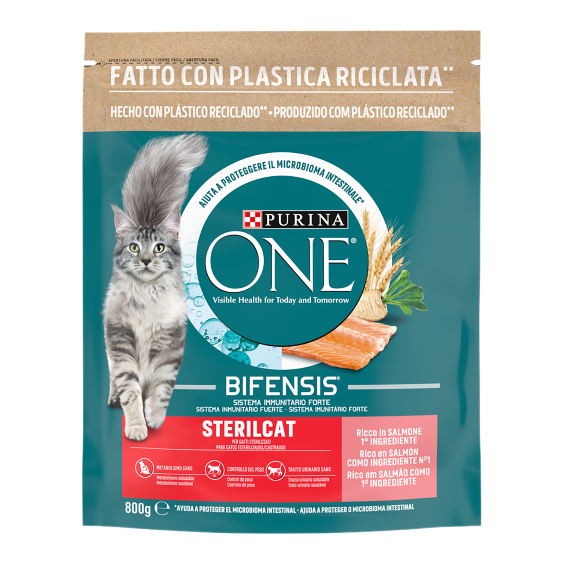 Imagen 0 de Pienso para gatos adultos esterilizados Purina One Bifensis salmón y trigo