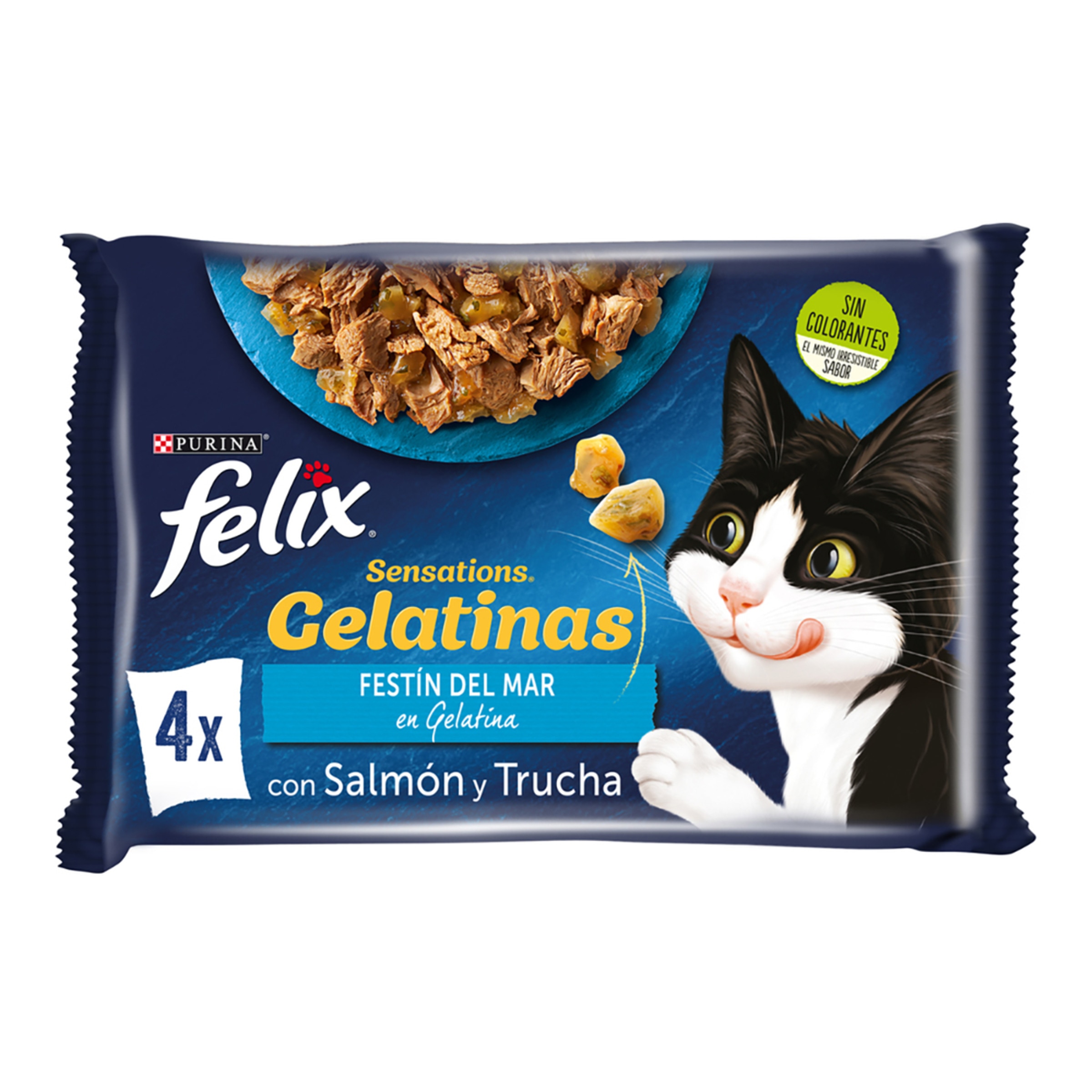 Imagen 0 de Comida húmeda para gatos Felix Sensations salmón y gambas 4x85 g