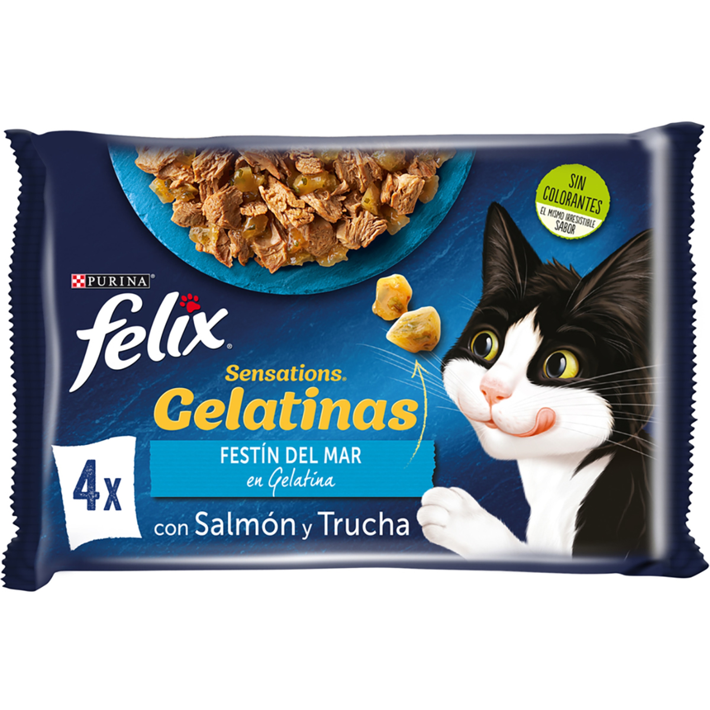 Sensations comida húmeda para gatos con trocitos en gelatina con carne y verduras 4 sobres 85 g