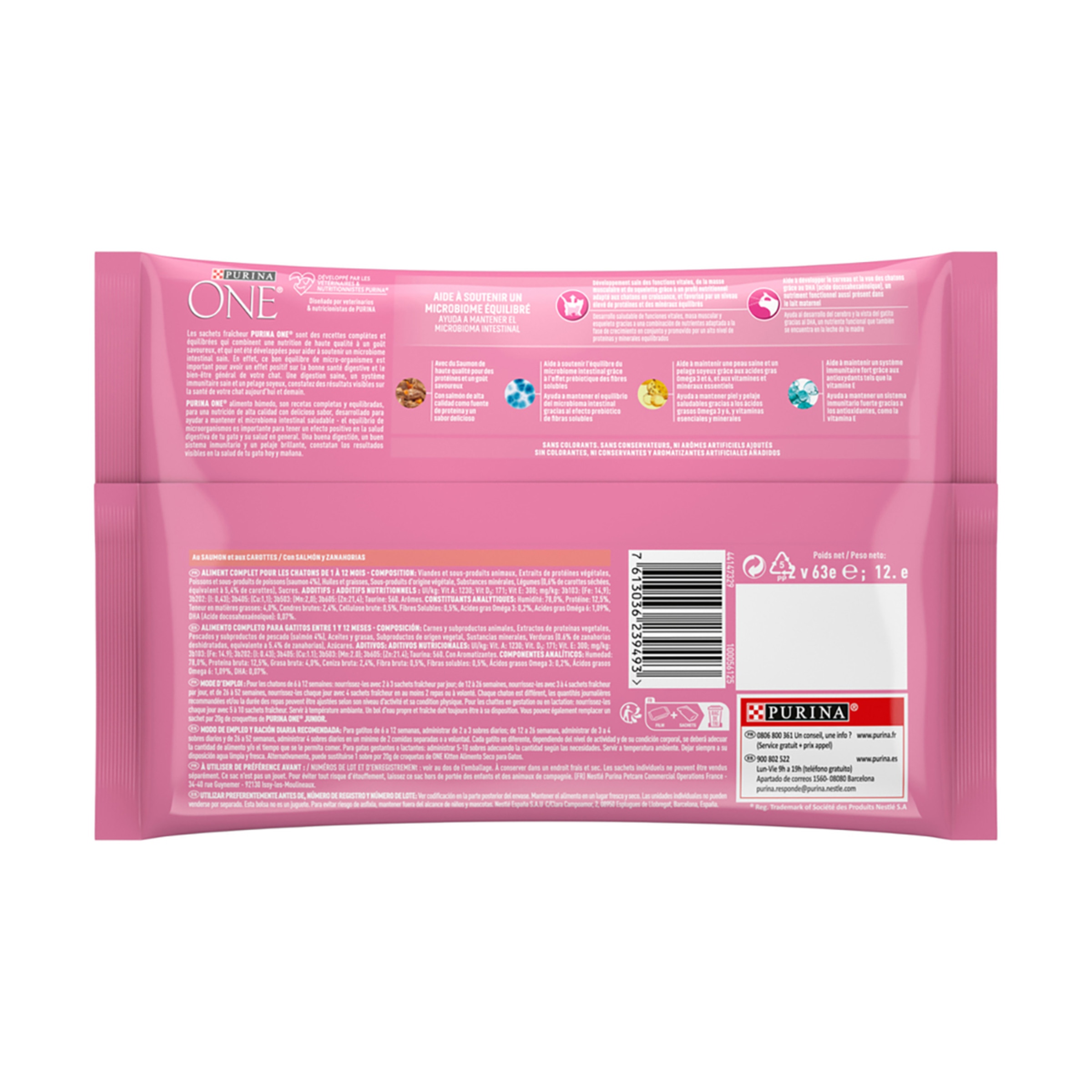 Comida húmeda para gatos Junior Purina One salmón 4 x 85 g 2