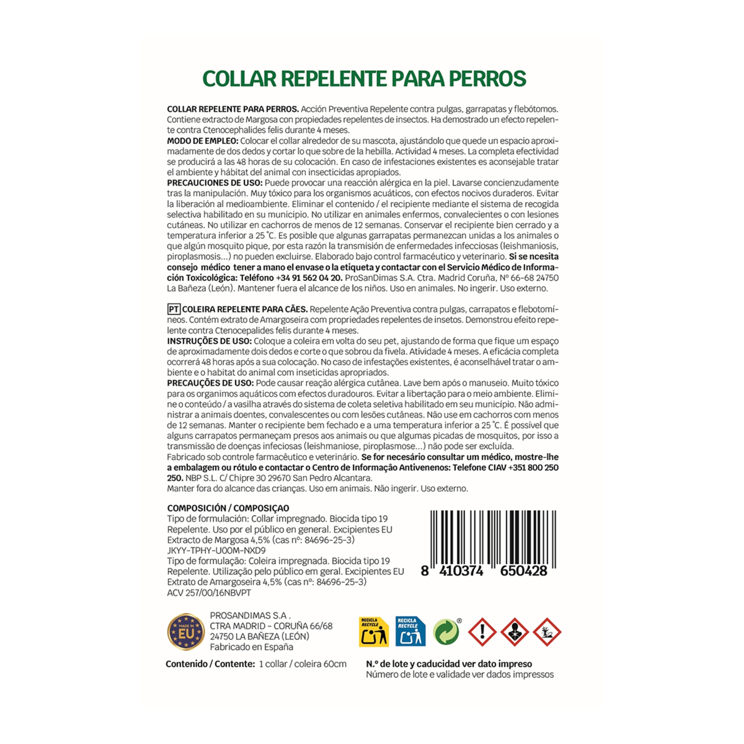 Collar repelente Synergylabs para perros medianos Biocida 2