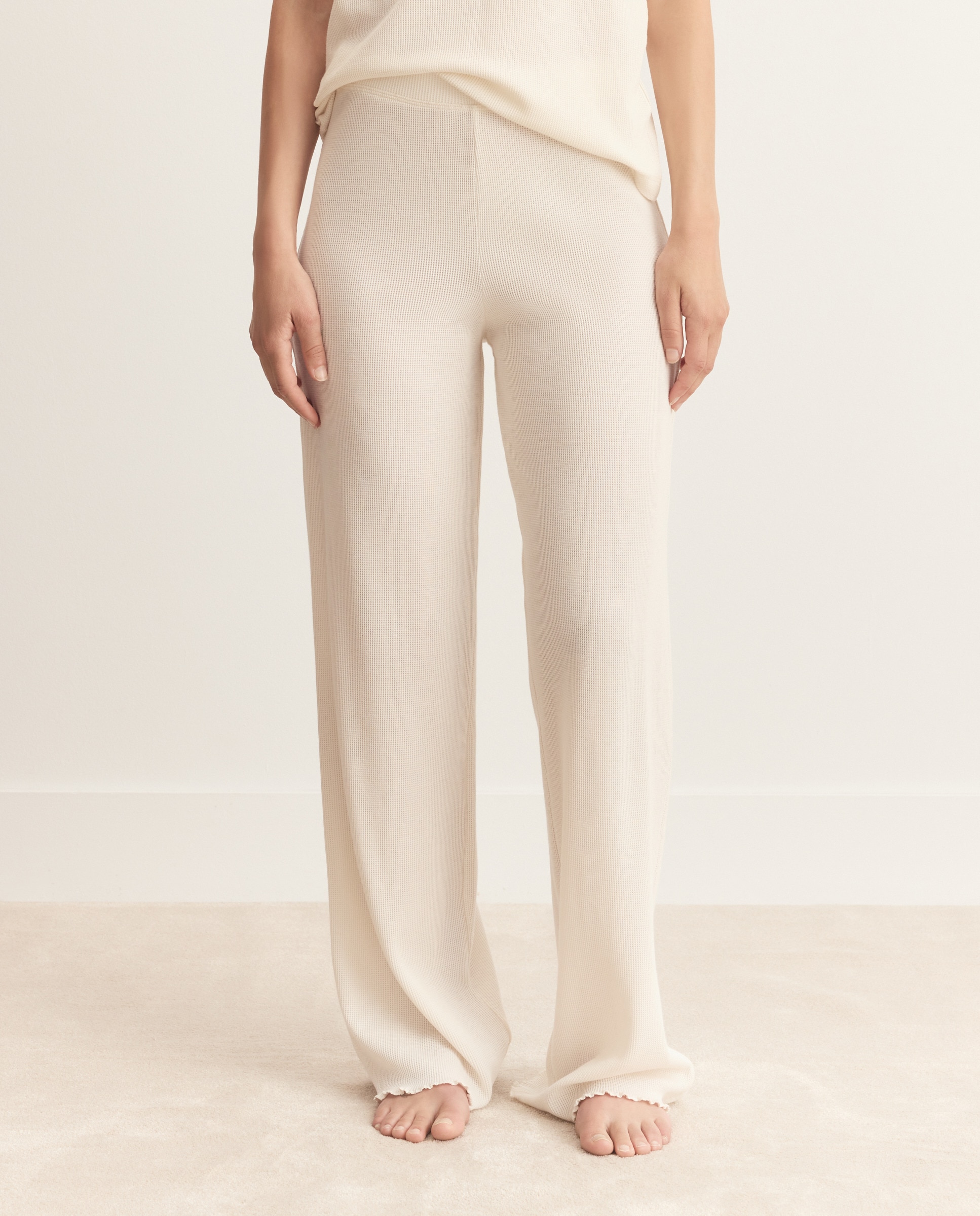 Calças de Pijama de Algodão Branco-2