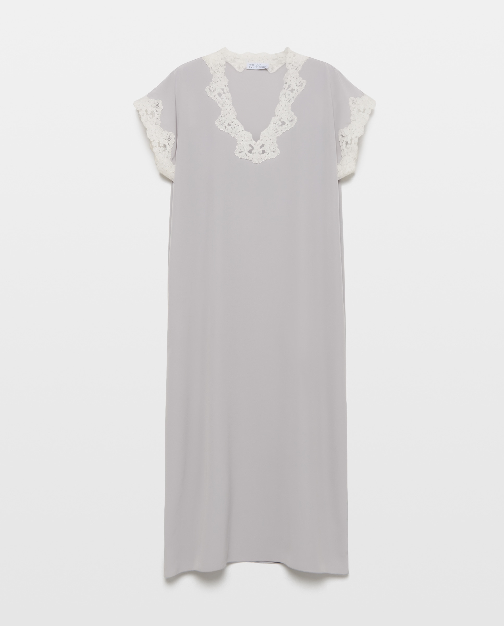 Camisa de Dormir Midi Cinzento-3