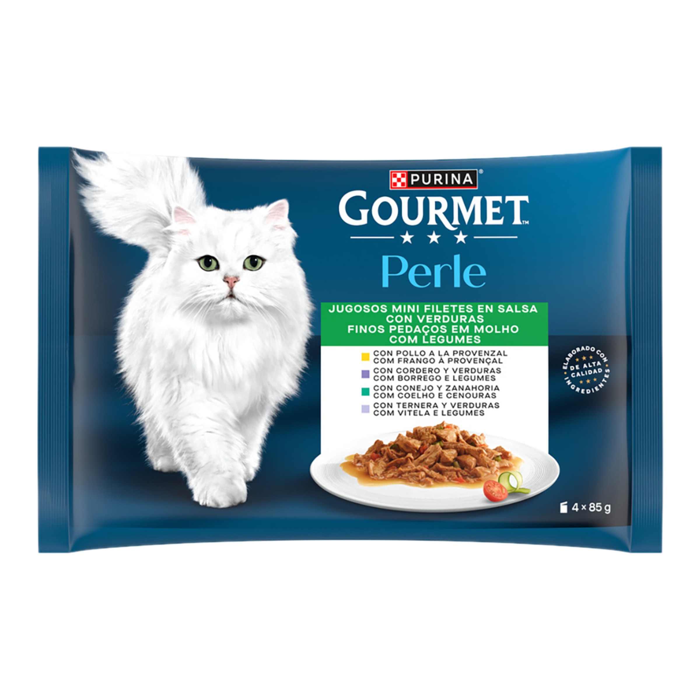 Imagen 0 de Comida húmeda para gatos adultos Gourmet Perle mini filetes en salsa 4 x 85 g