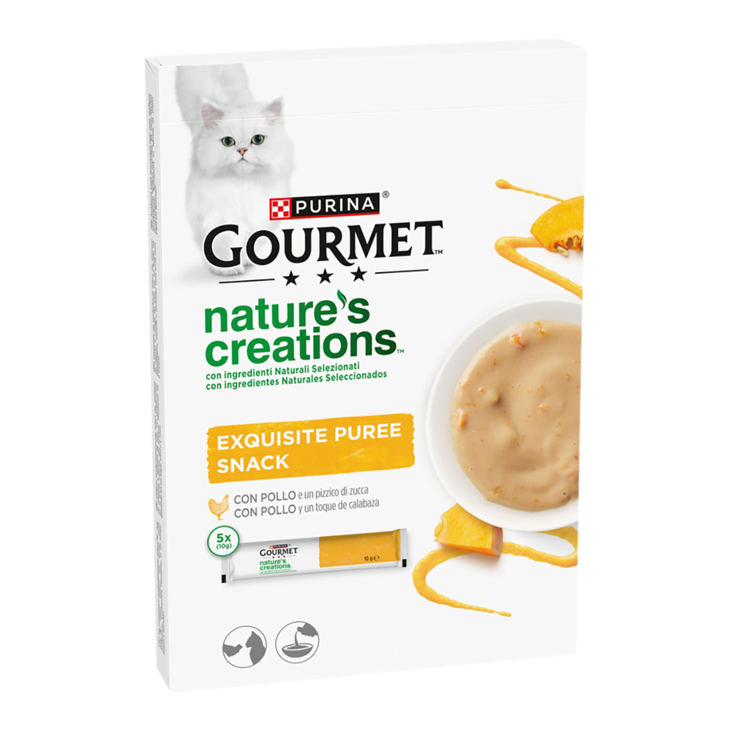 Imagen 0 de Snack para gatos adultos Purina Gourmet Nature's Creations puré con pollo 5 x 10 g