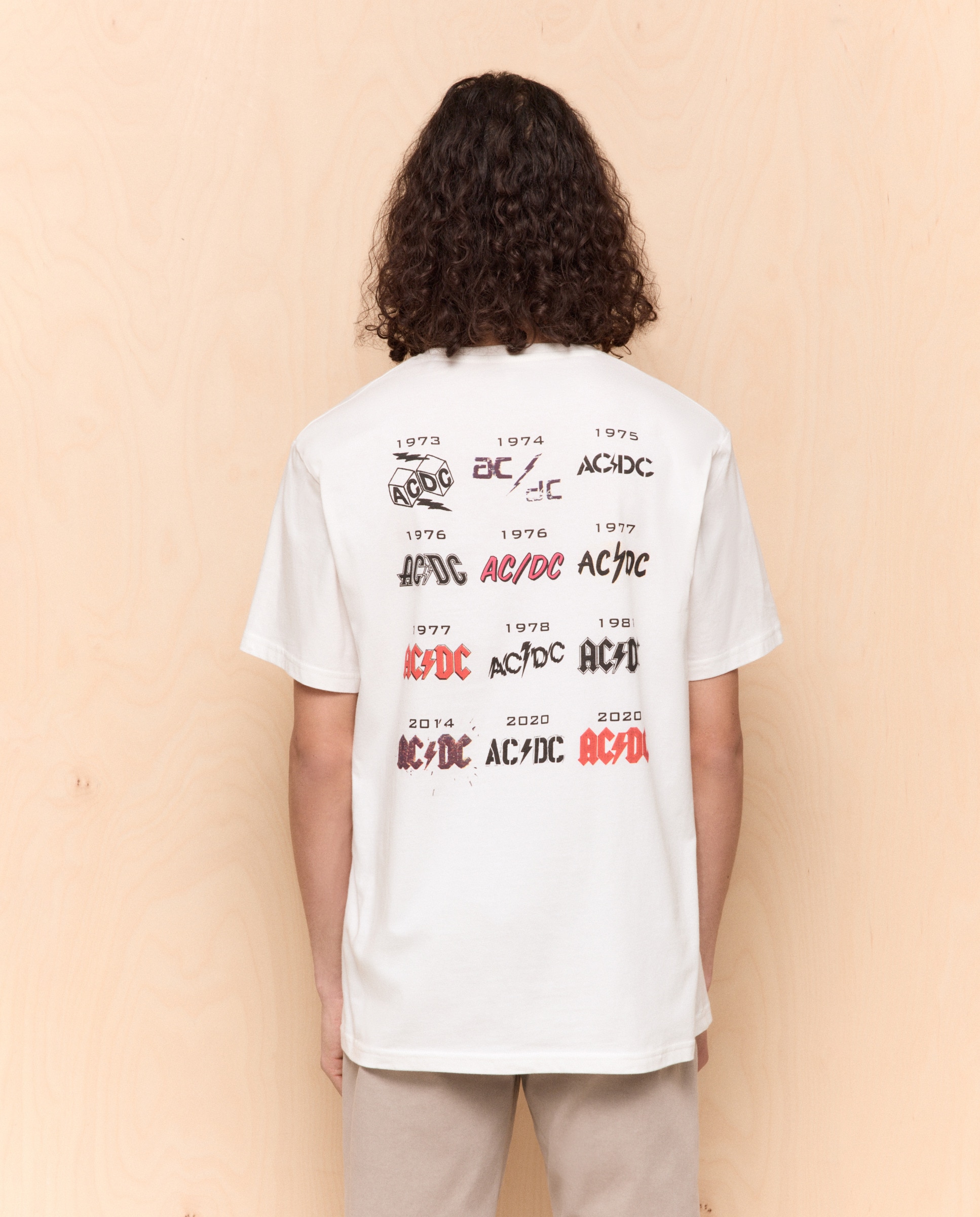 T-shirt AC/DC de Manga Curta Branco-3