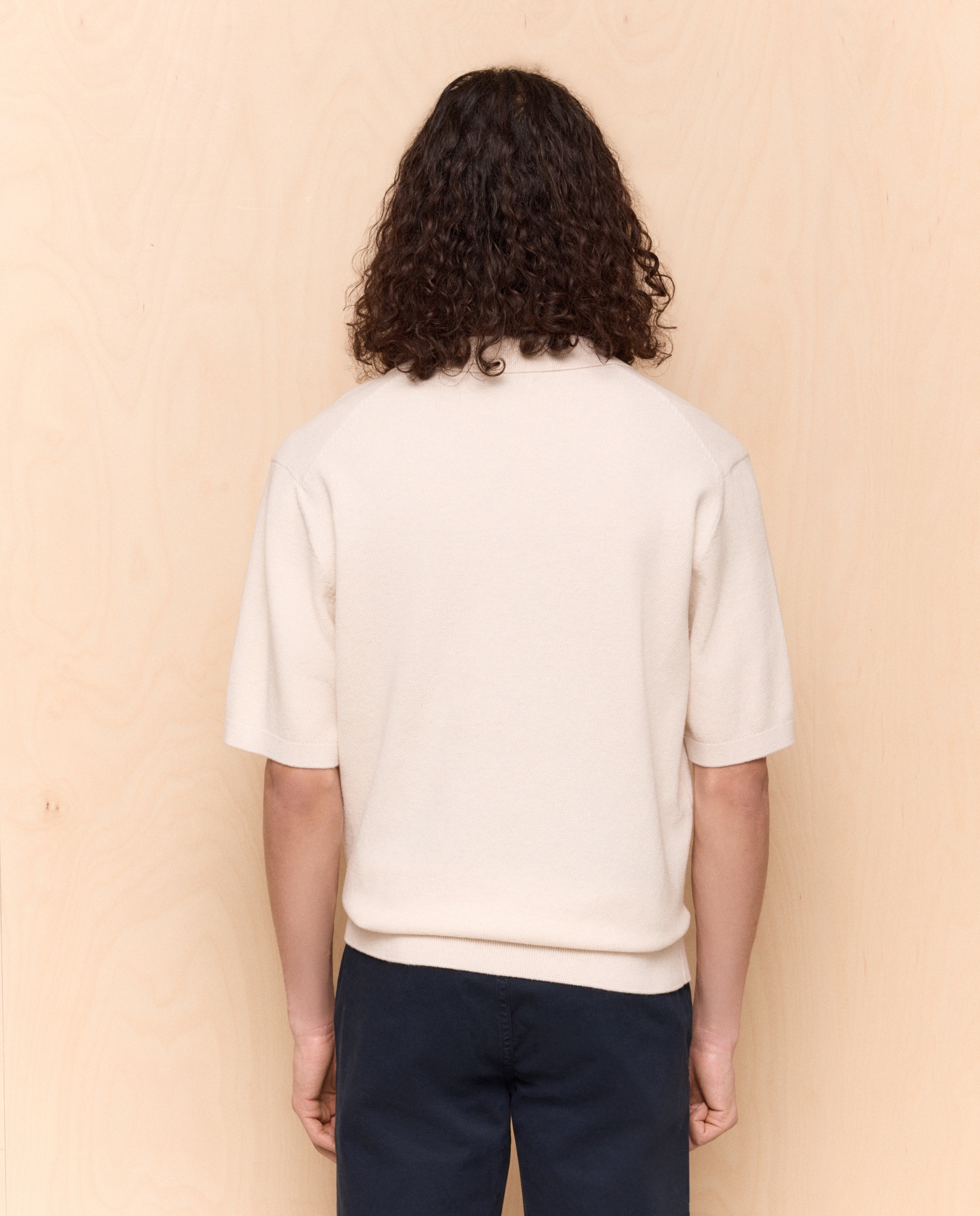 Polo de tricot de manga corta de hombre - Easy Wear - 120 Crudo 120 Crudo-3