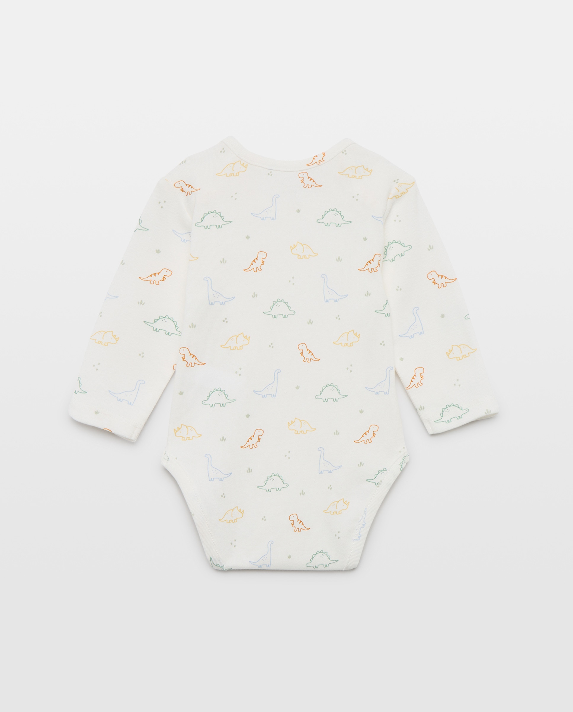 Pack de 2 Bodies de Bebé com Manga Comprida com Dinossauros Cotton Juice Branco-2