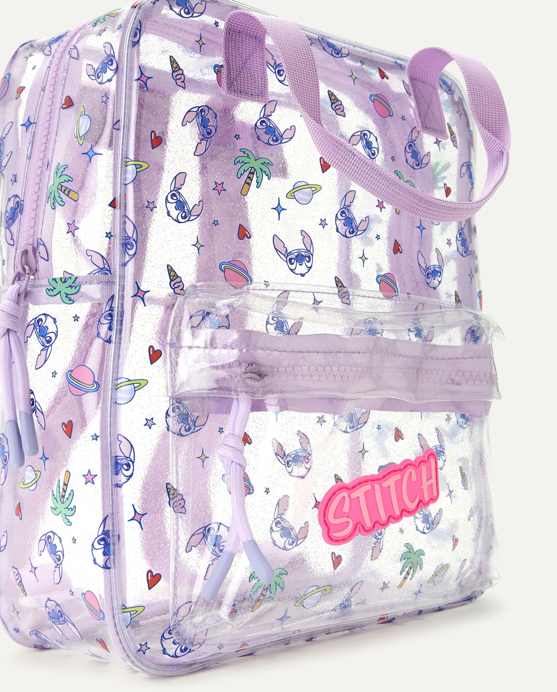 Mochila Transparente com Glitter Stitch Multicolor-3