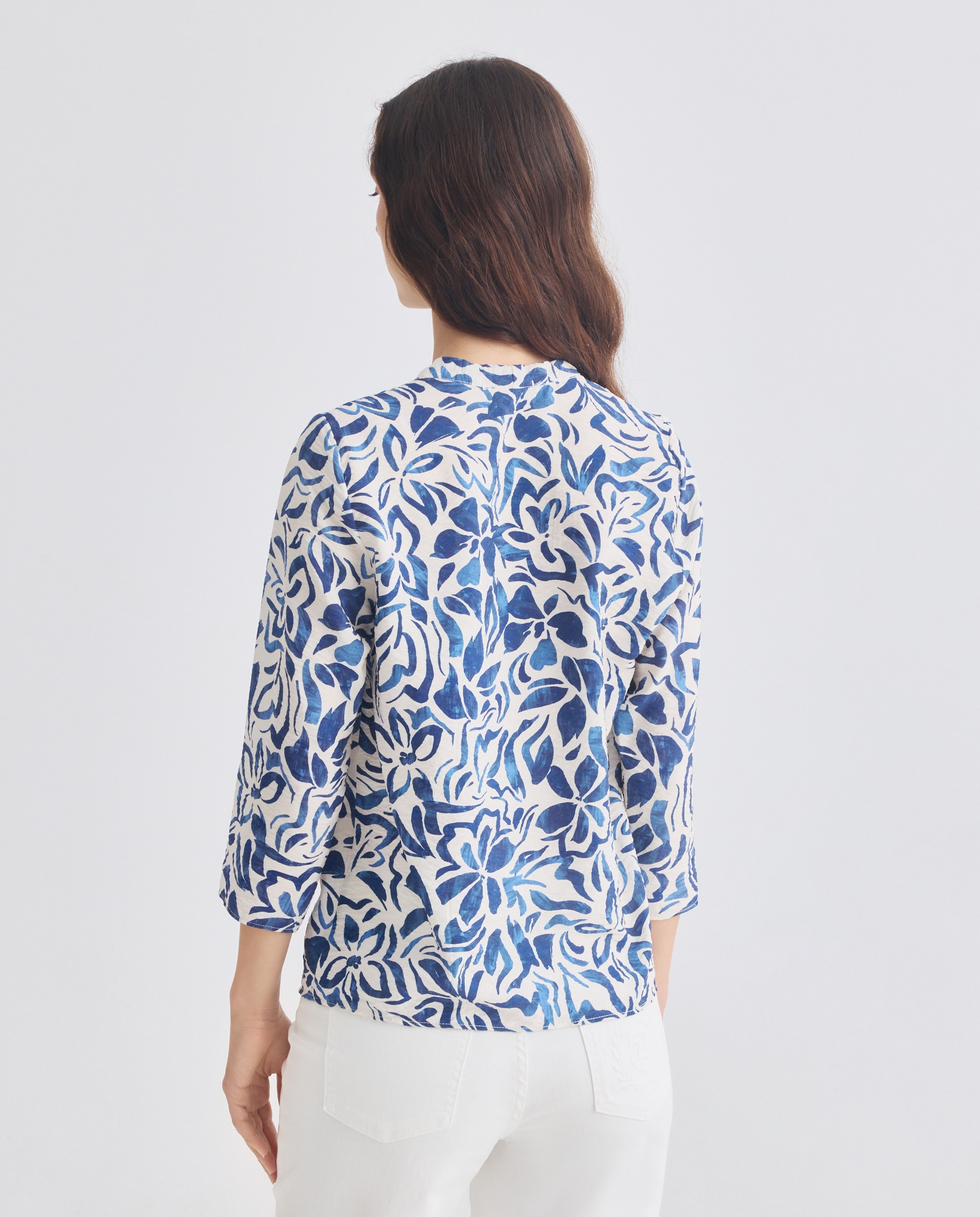 Camisa estampada com manga comprida Azul-marinho-3
