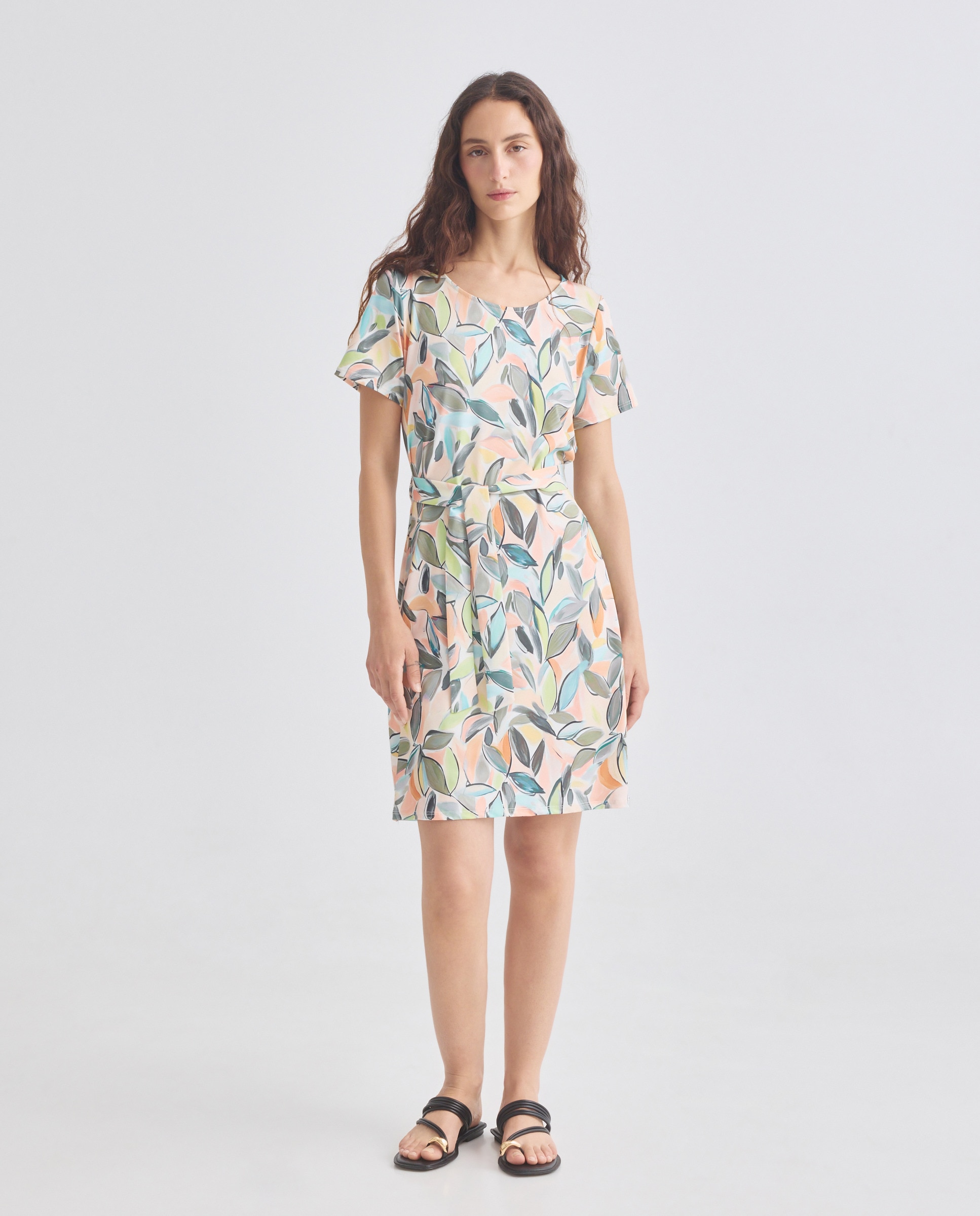 Vestido estampado com manga curta Multicolor-1