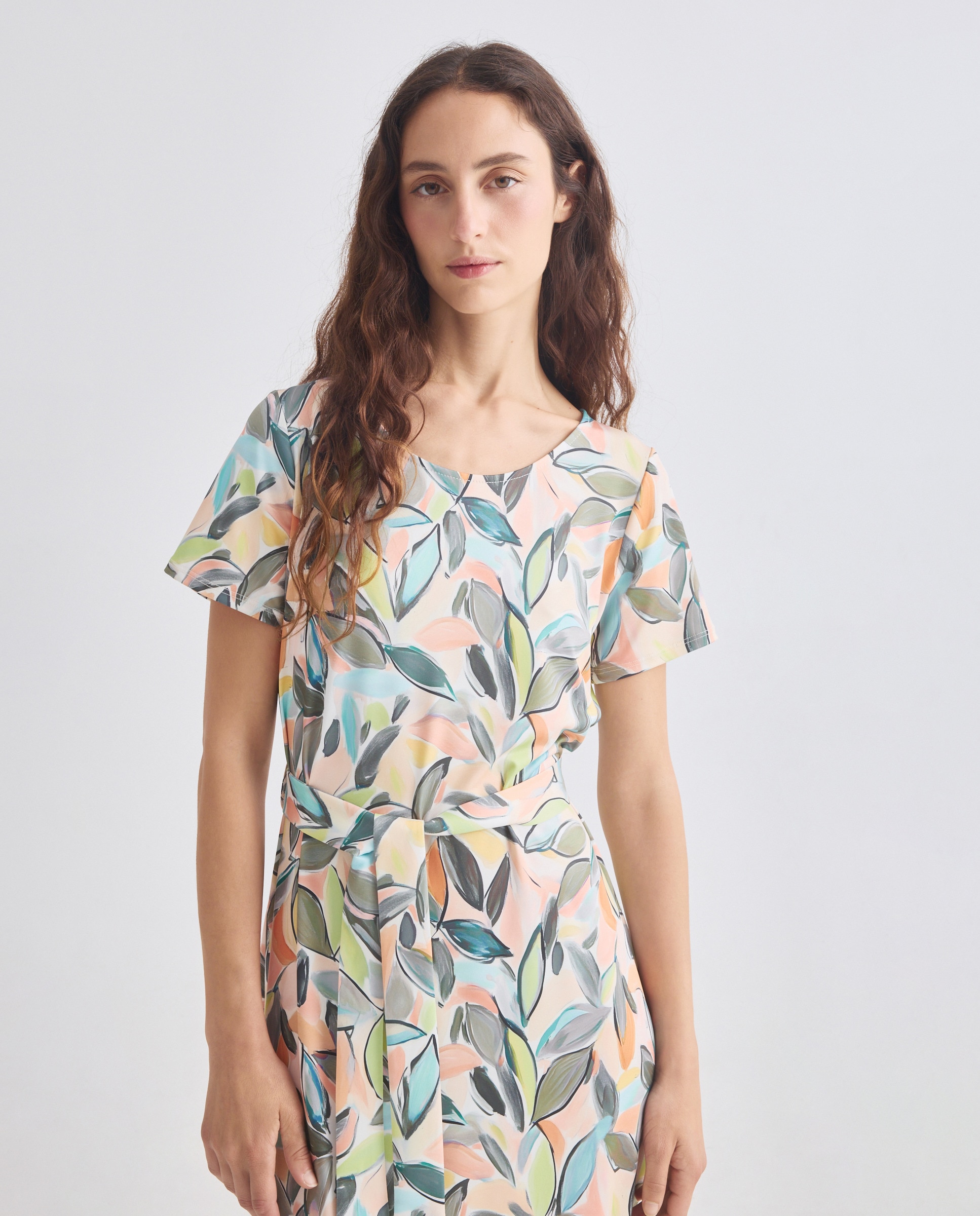 Vestido estampado com manga curta Multicolor-2