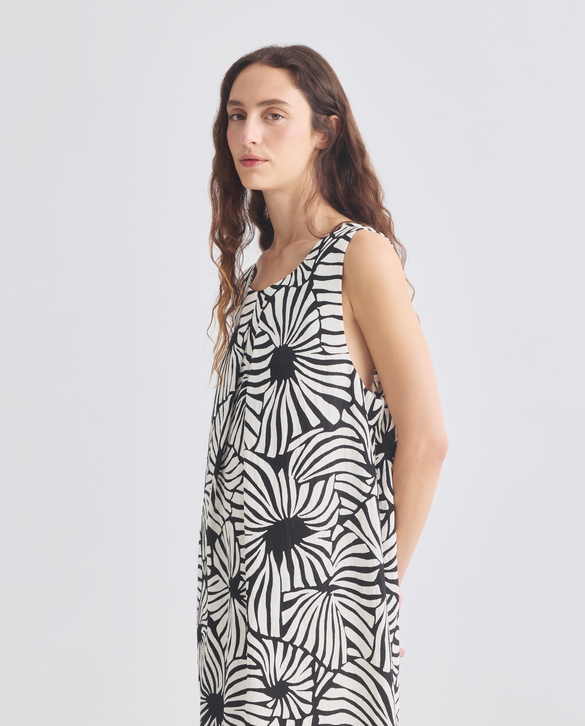 Vestido comprido estampado Preto-2