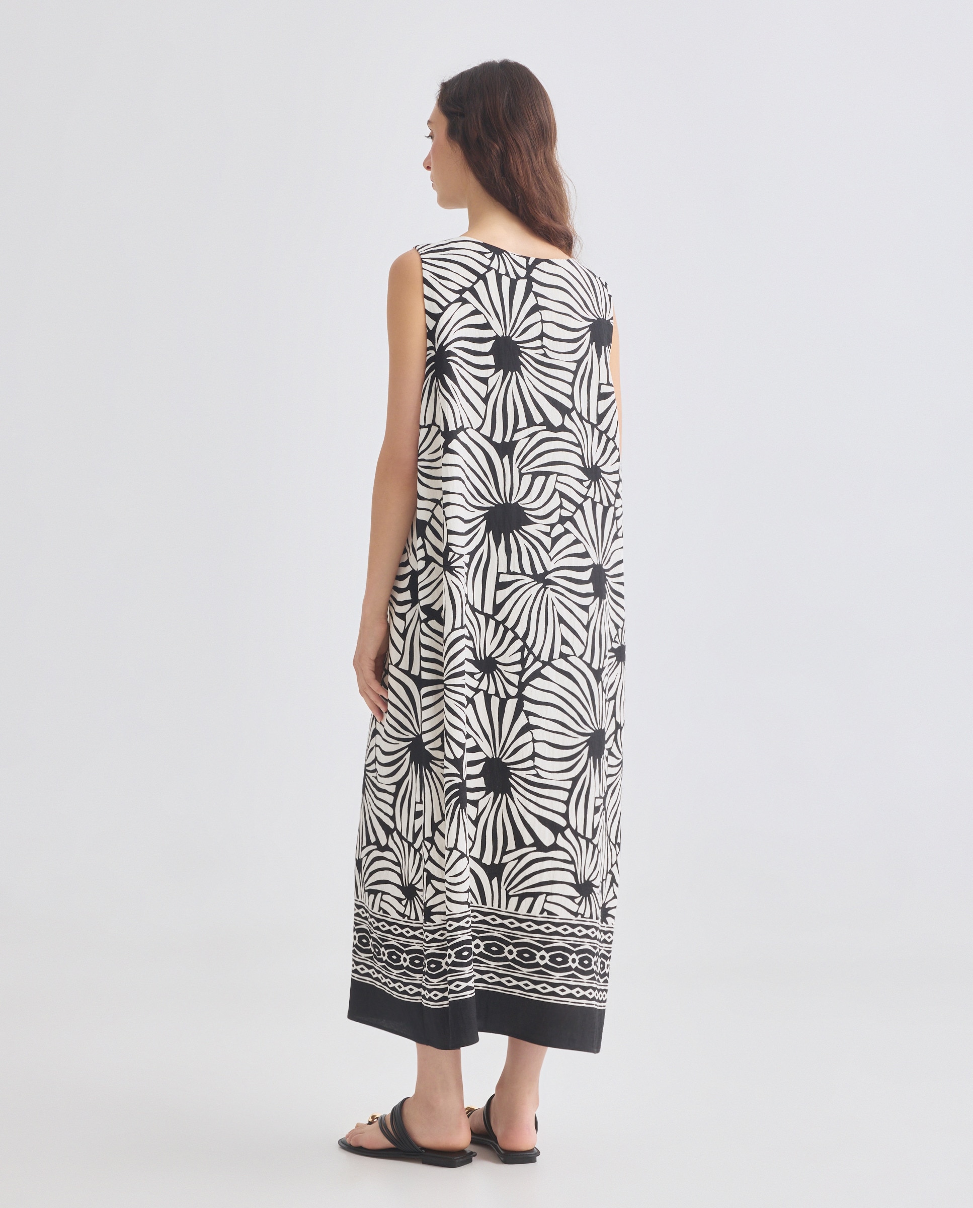 Vestido comprido estampado Preto-3