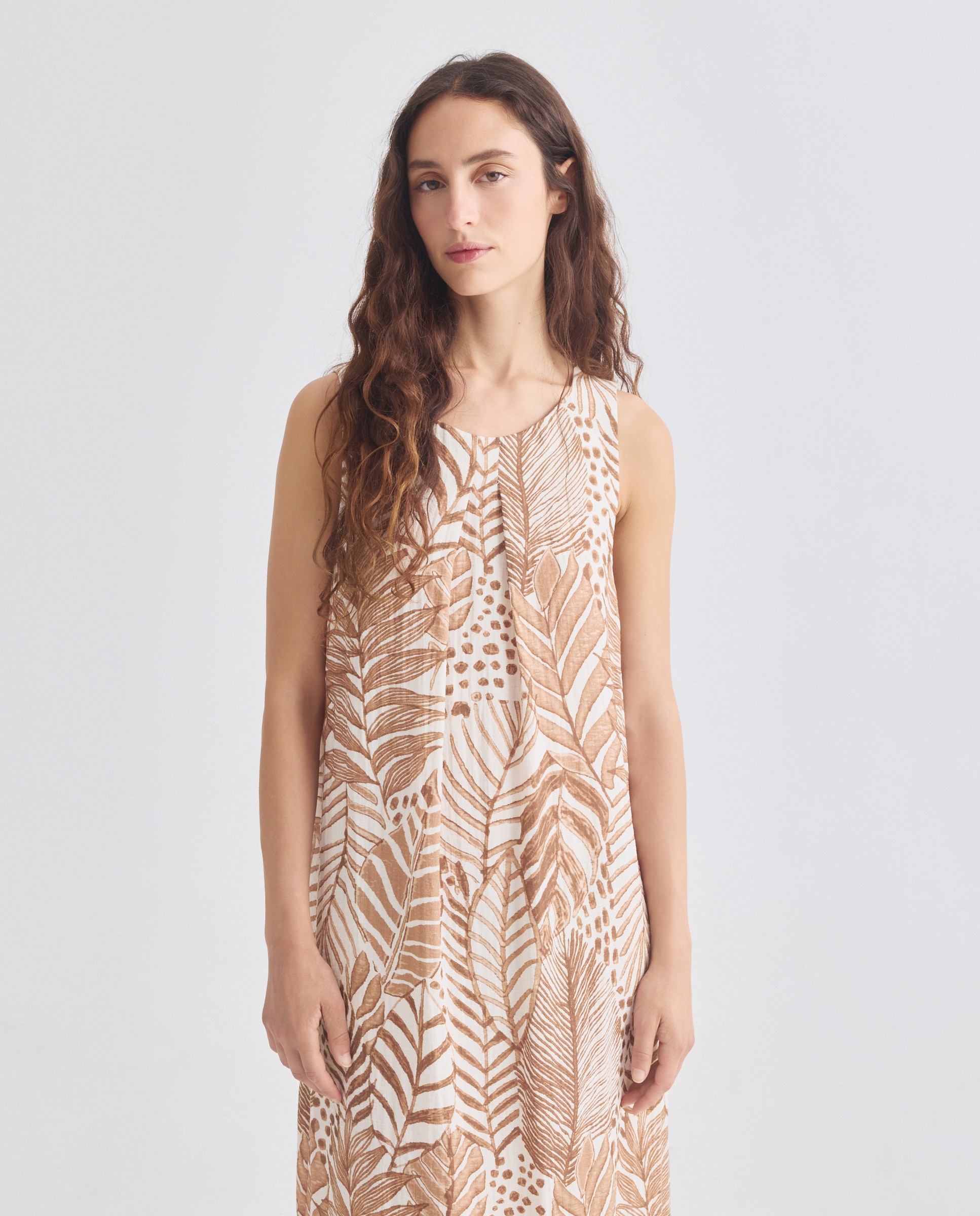 Vestido comprido estampado Castanho-2