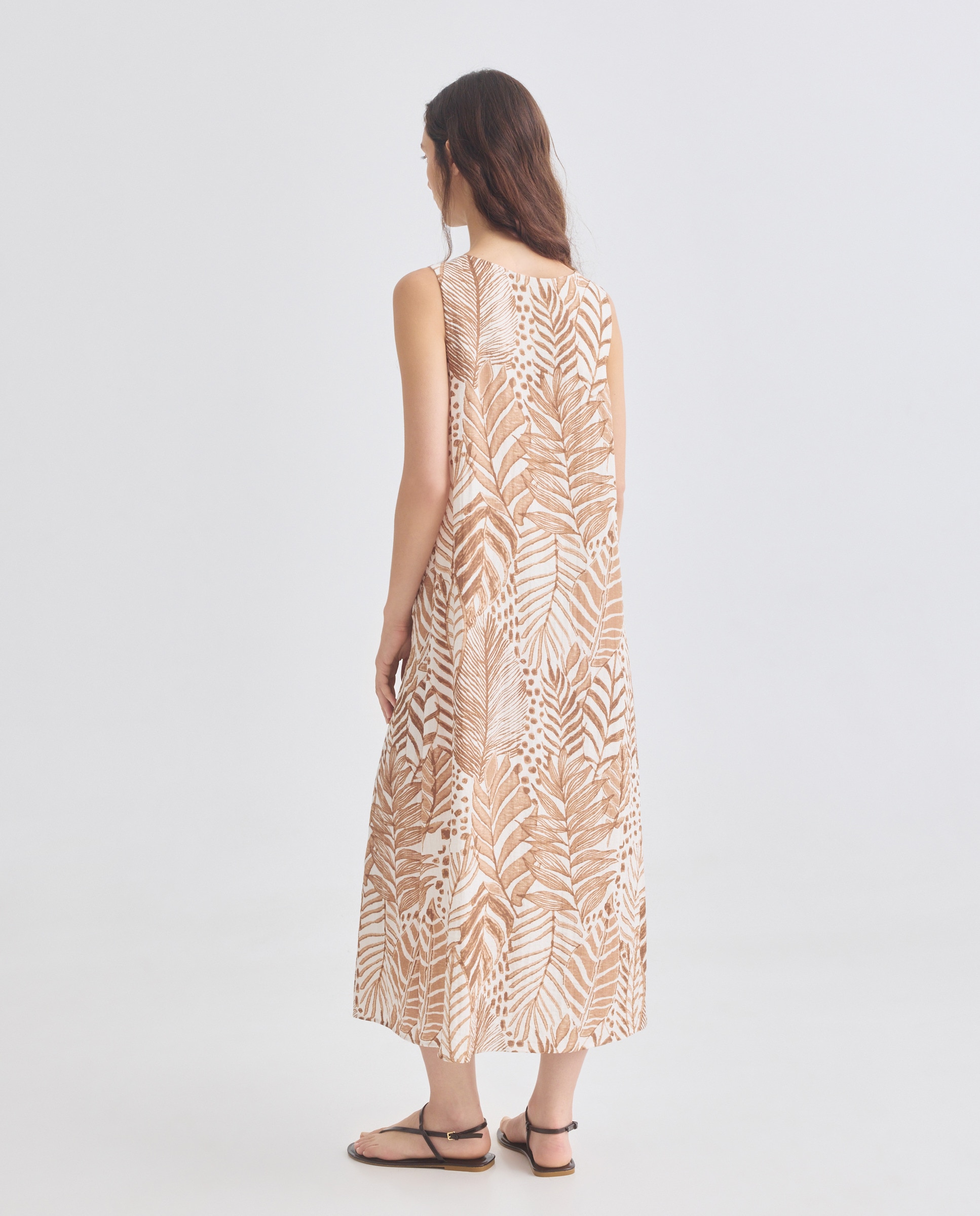 Vestido comprido estampado Castanho-3