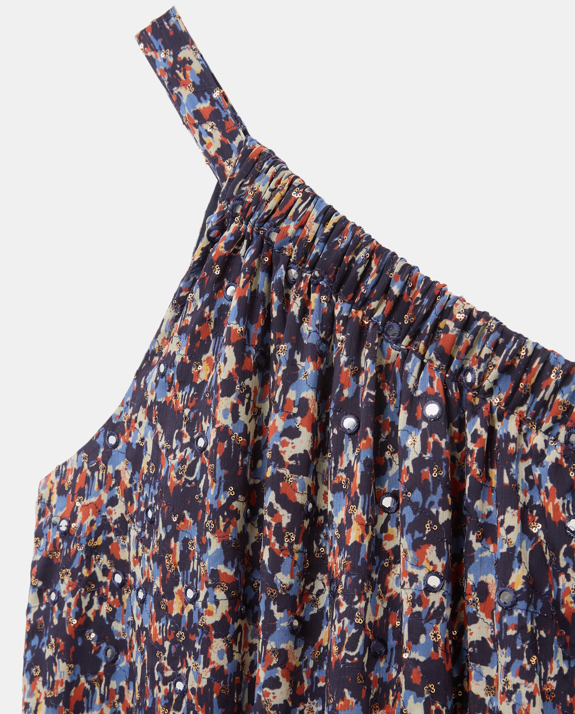 Vestido com Decote Assimétrico Azul-marinho-2