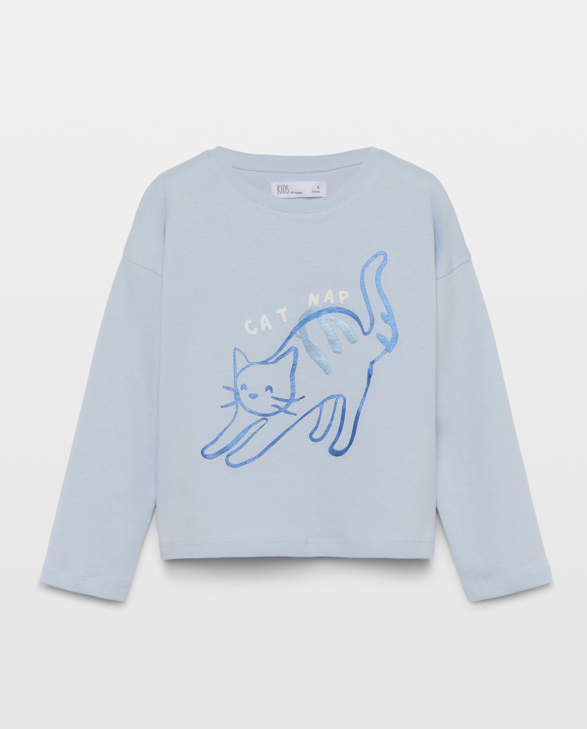 Imagem 0 de T-shirt de Criança com Manga Comprida com Estampado Posicional de Gato