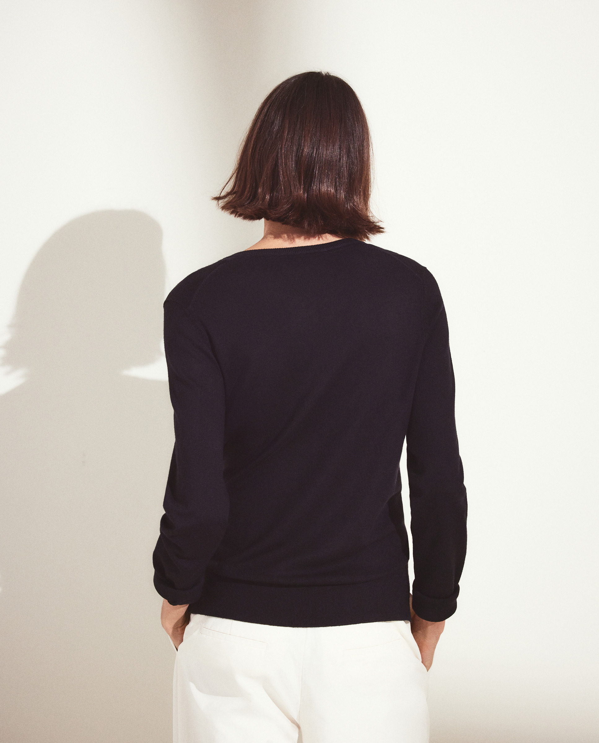 Camisola de Malha Básica Lisa de Viscose Preto-3