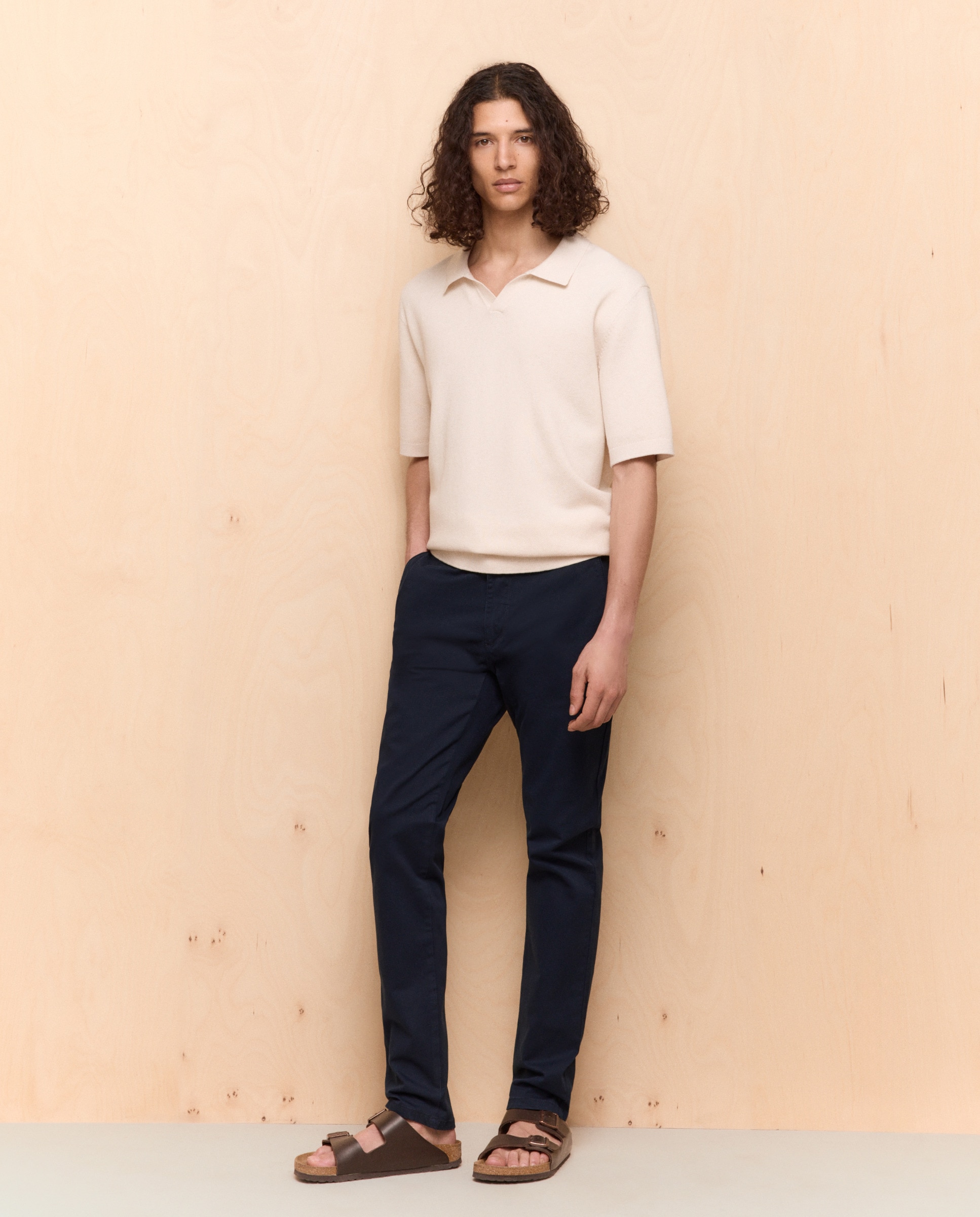 Polo de tricot de manga corta de hombre - Easy Wear - 120 Crudo 120 Crudo-2