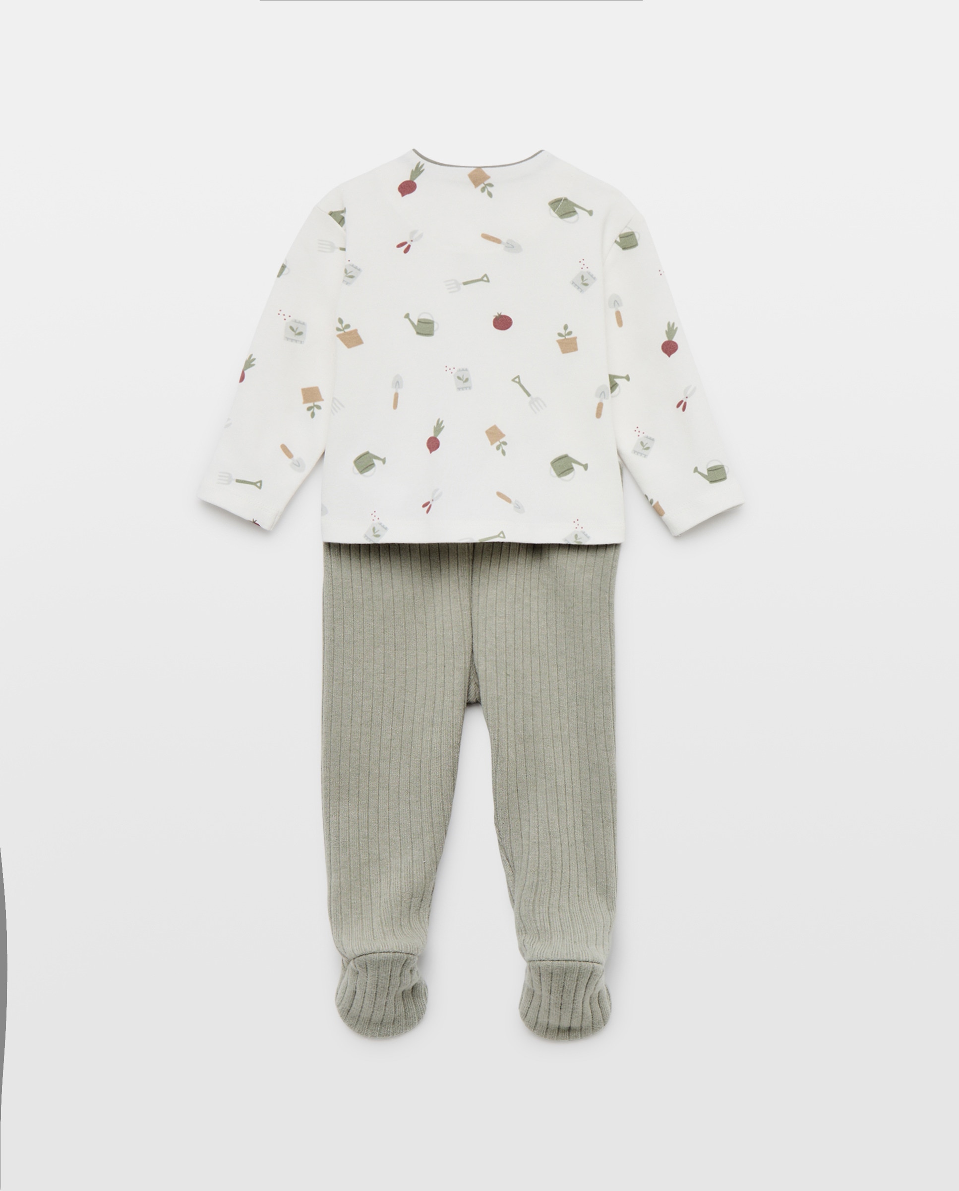 Pijama de Malha de Bebé com Estampado Cotton Juice Branco-2