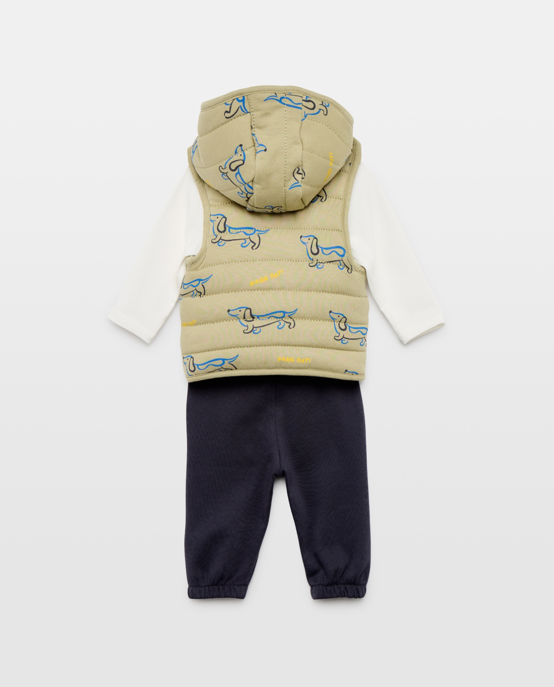 Conjunto Comprido de 3 Peças de Bebé com Colete Baby El Corte Inglés 520 Caqui-2