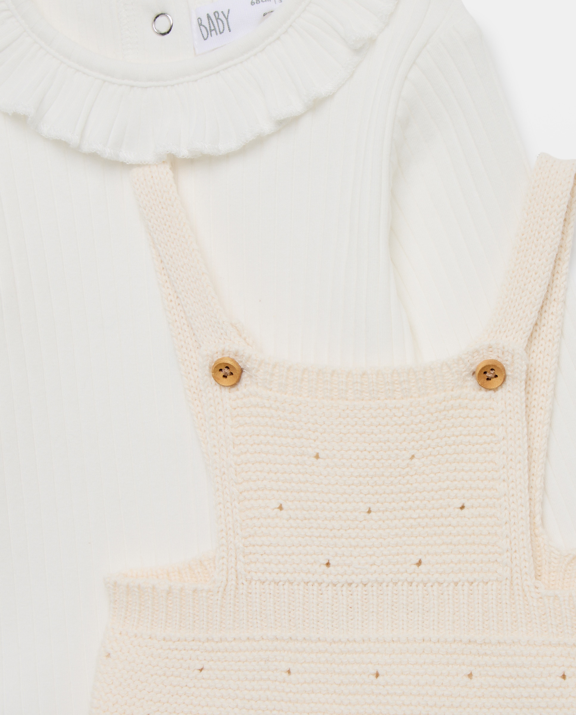 Conjunto de 2 Peças de Bebé: jardineiras de Tricot e Body Baby El Corte Inglés Verde-3