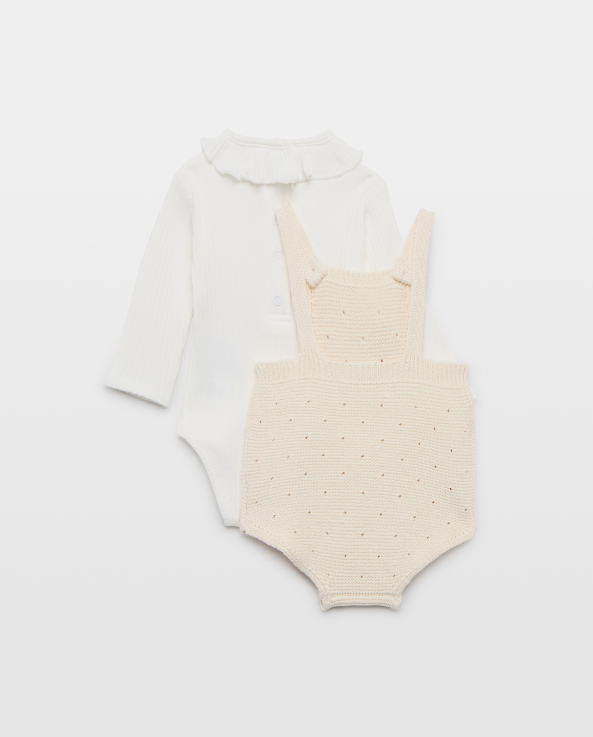 Conjunto de 2 Peças de Bebé: jardineiras de Tricot e Body Baby El Corte Inglés Verde-2