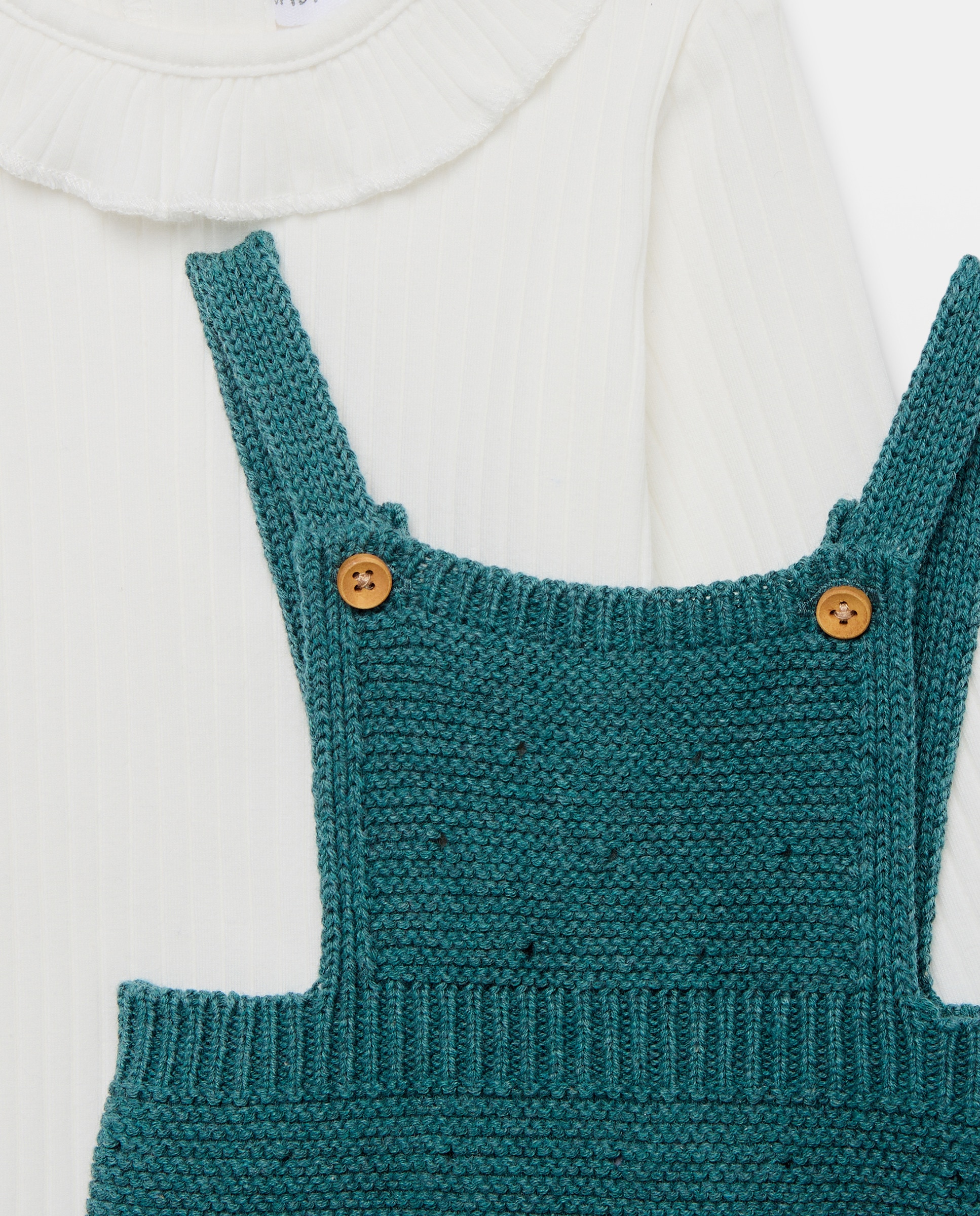 Conjunto de 2 Peças de Bebé: jardineiras de Tricot e Body Baby El Corte Inglés 400 Azul-3