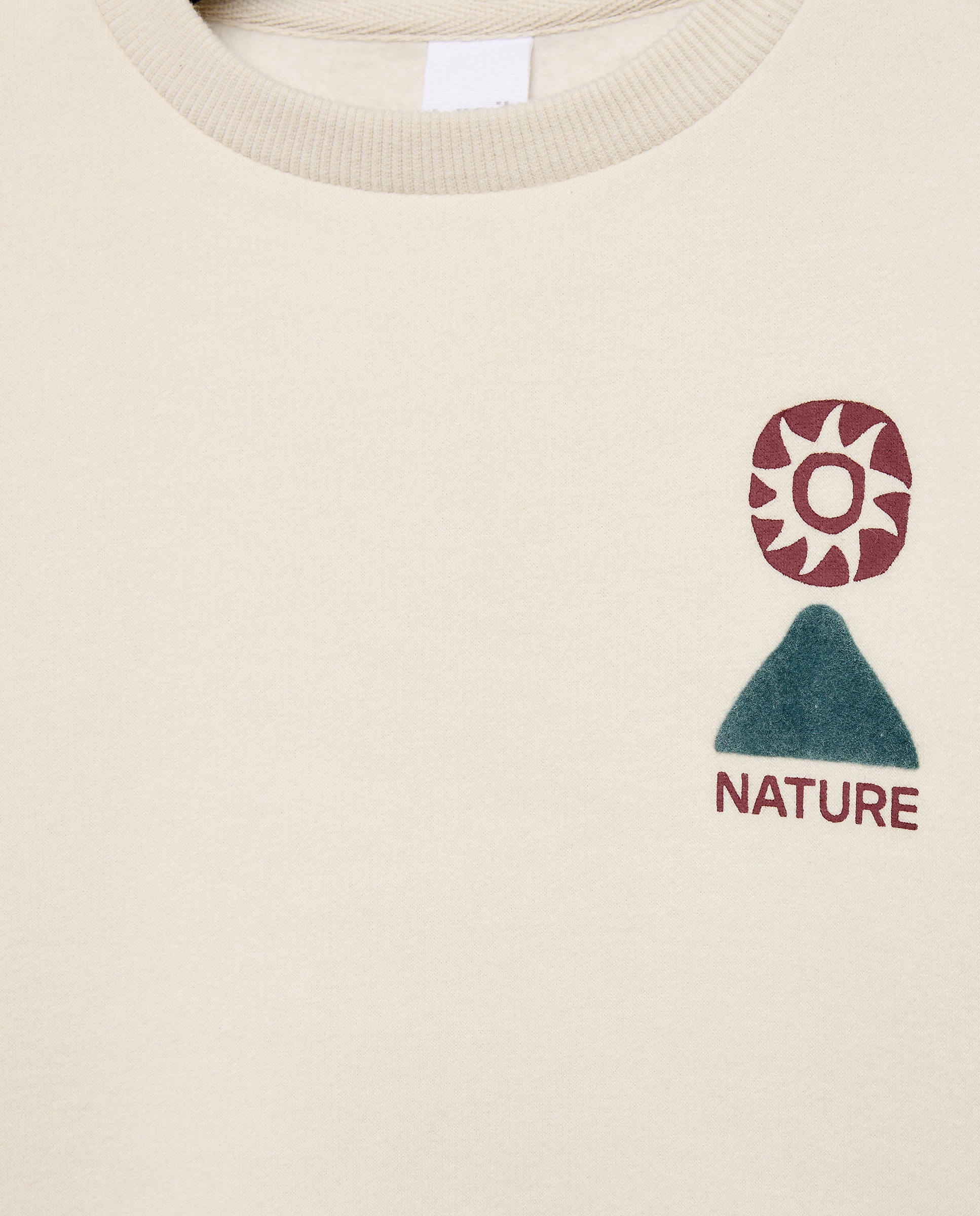 Sudadera de niño cuello caja estampada Blanco roto-3
