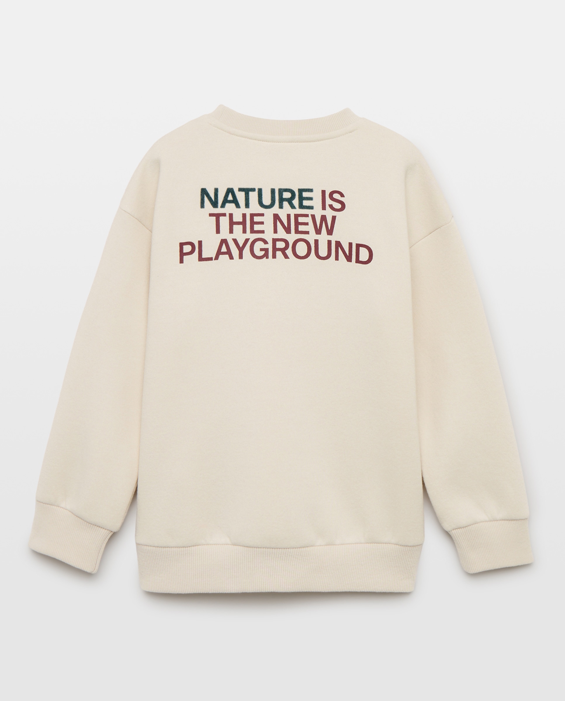 Sudadera de niño cuello caja estampada Blanco roto-2
